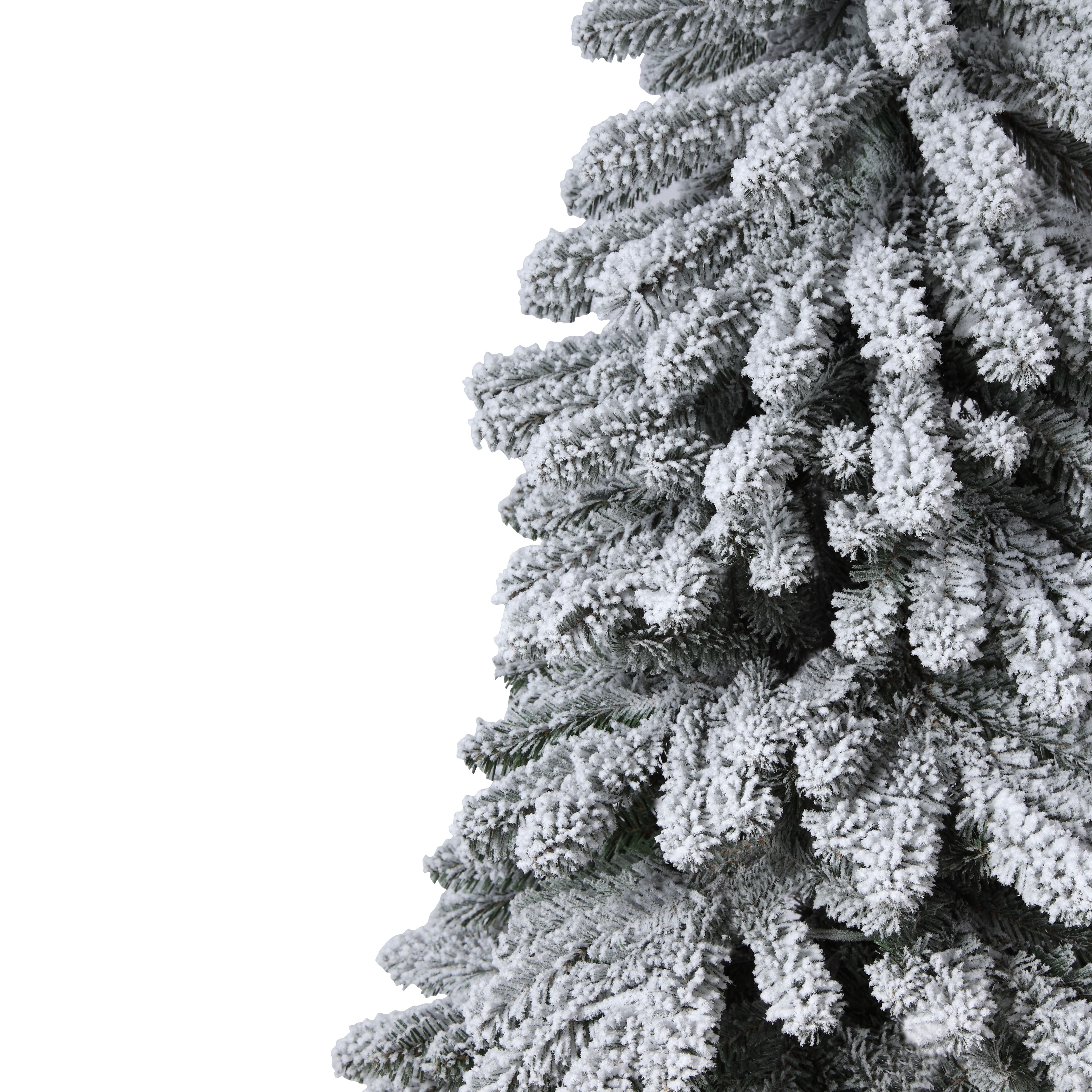 5ft. Pre-Lit Lightly Flocked Alpine Artificial Christmas Tree with Natural Wood Pole, Soft White LED Lights