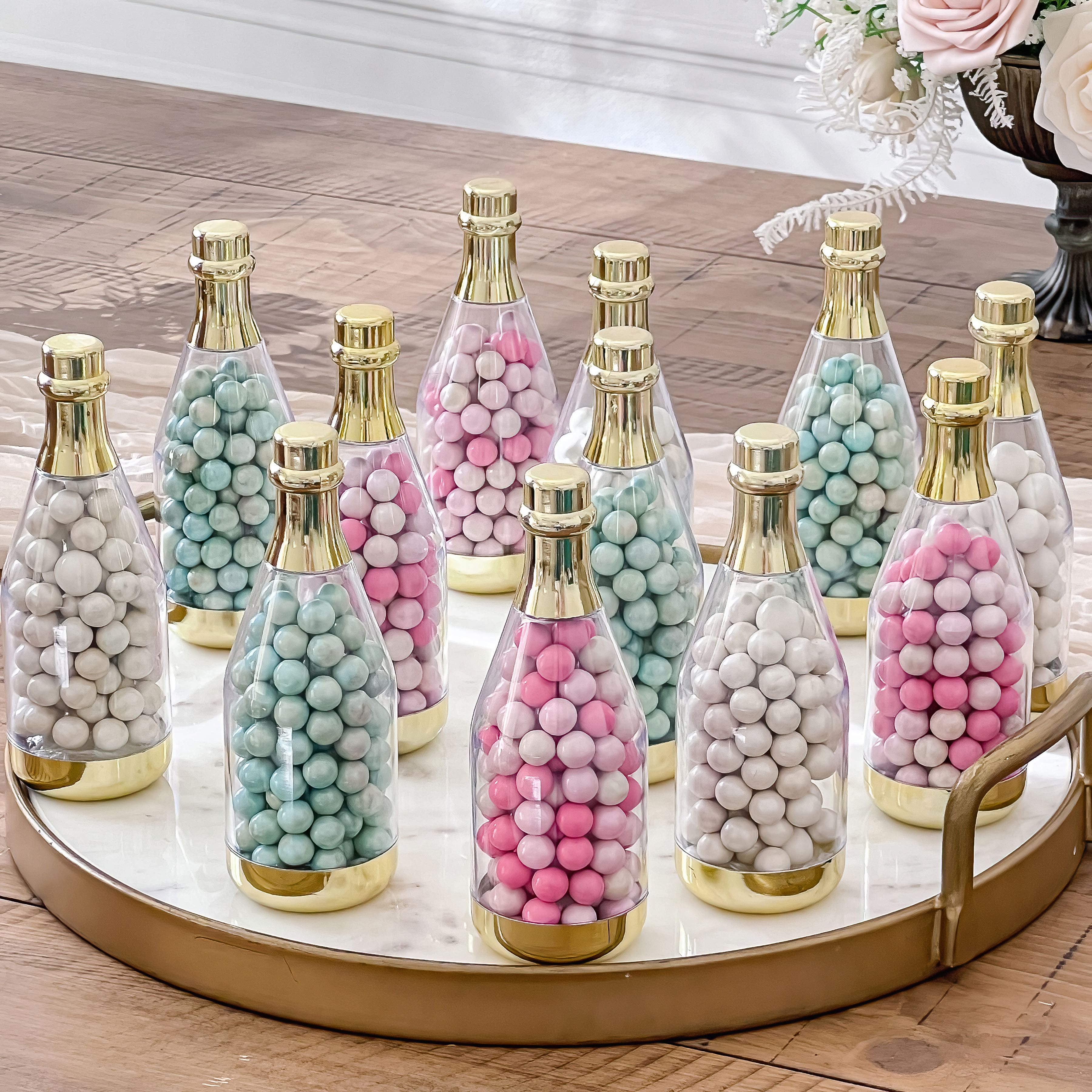 Kate Aspen® Medium Gold Metallic Champagne Bottle Favor Containers, 12ct.