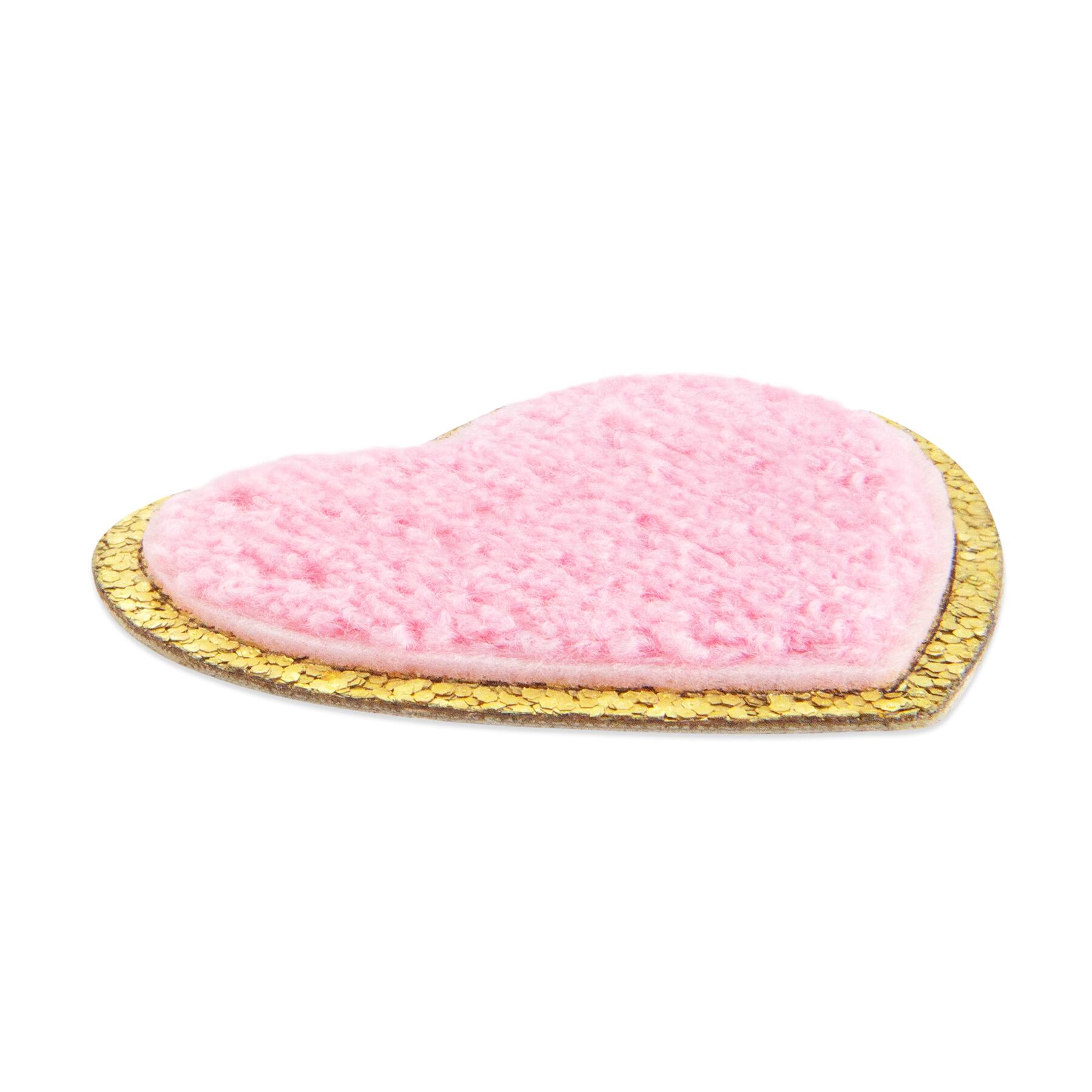 Pink Heart Embroidered Iron-On & Adhesive Patch by Make Market®