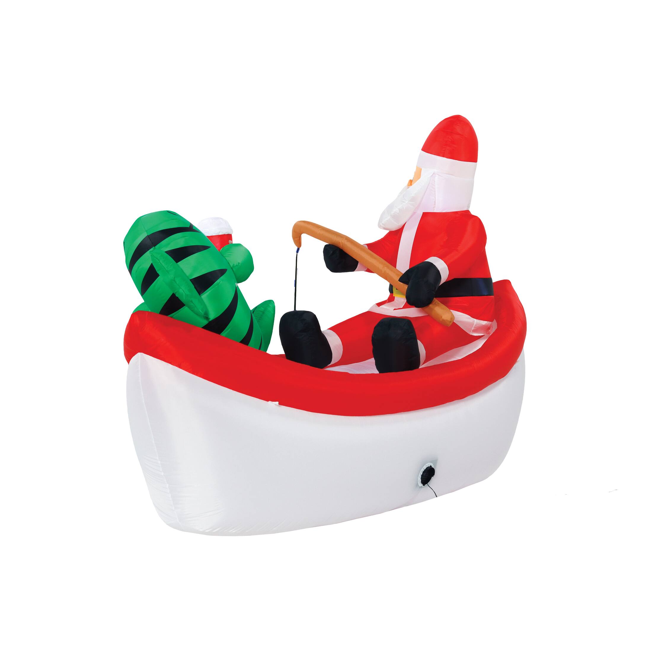A Holiday Company 8ft. Inflatable Fishing Santa in Boat