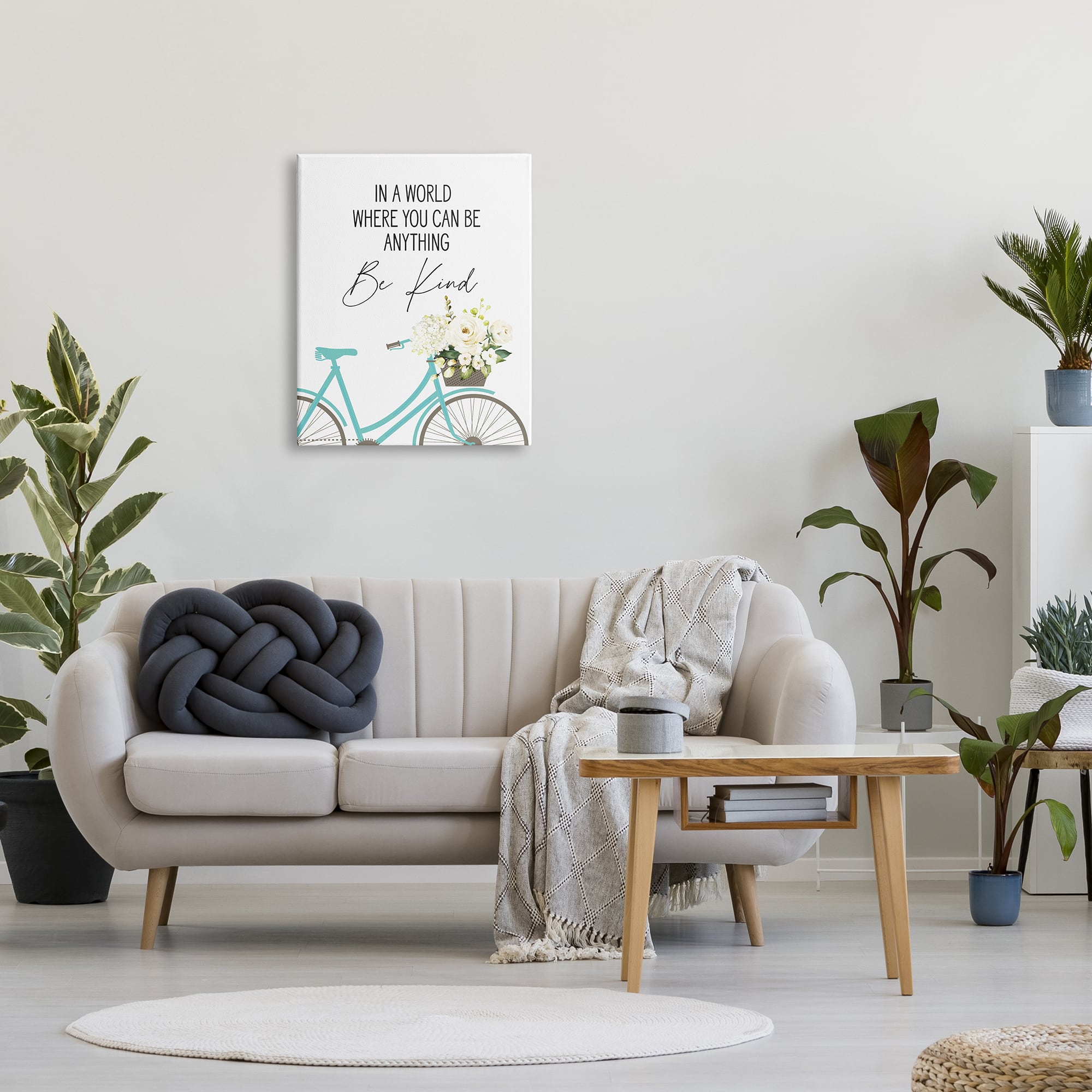 Stupell Industries Be Kind Bicycle & Flowers Canvas Wall Art