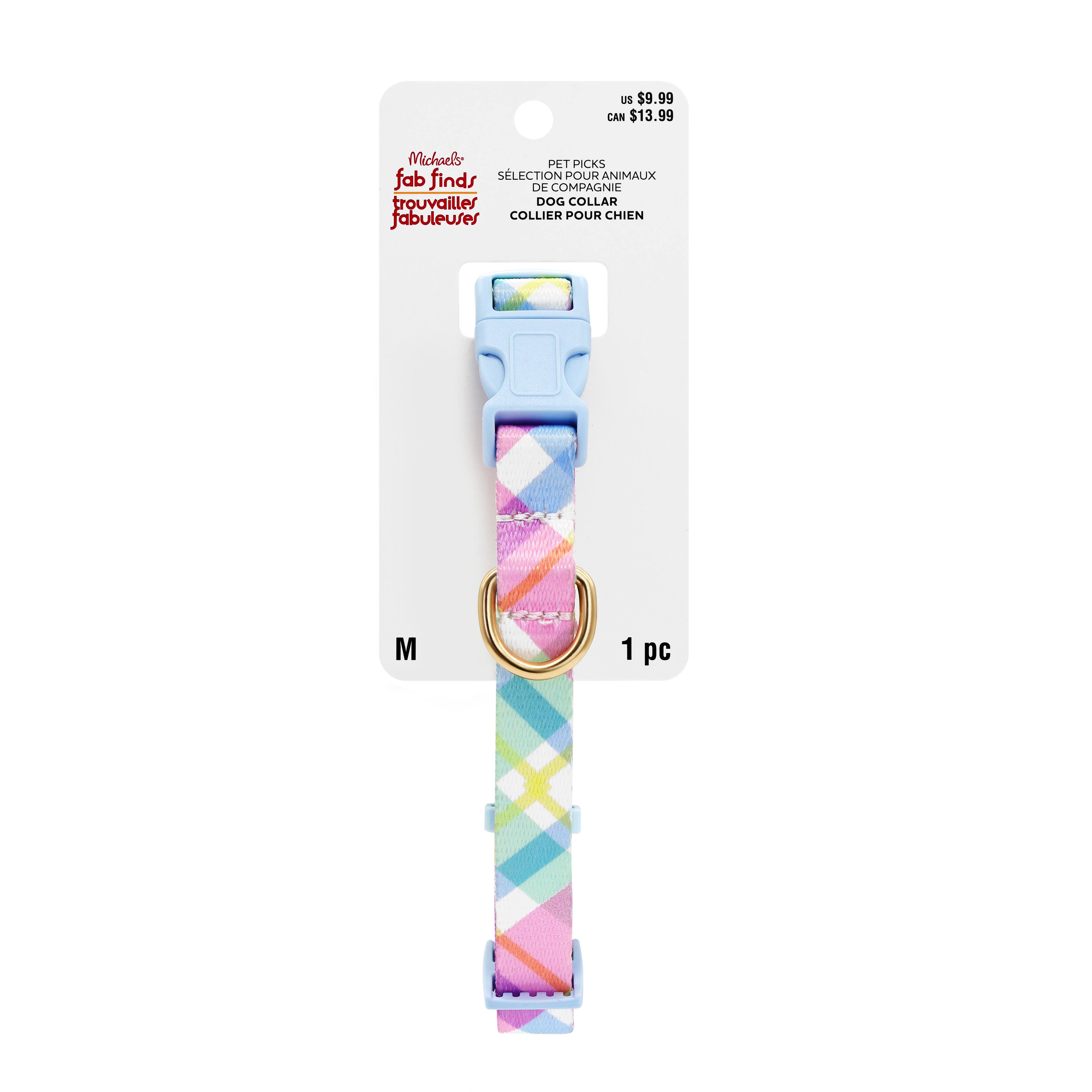 Pink Plaid Dog Collar by Fab Finds