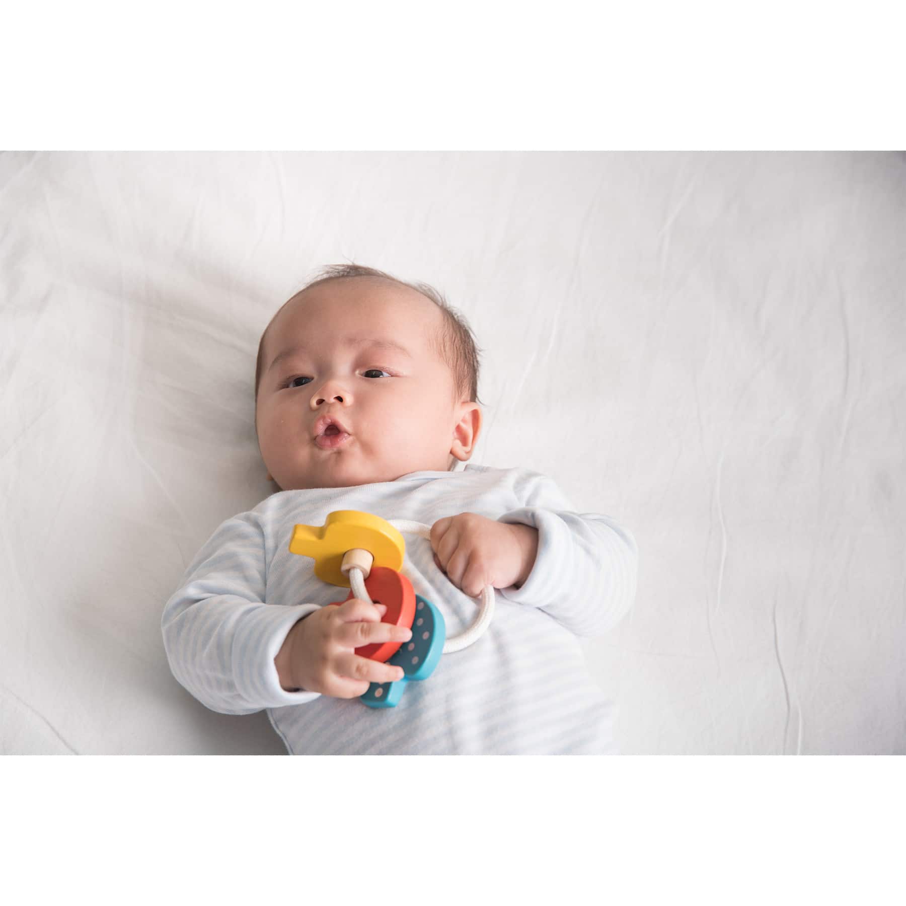 PlanToys Wooden Baby Key Rattle & Teether