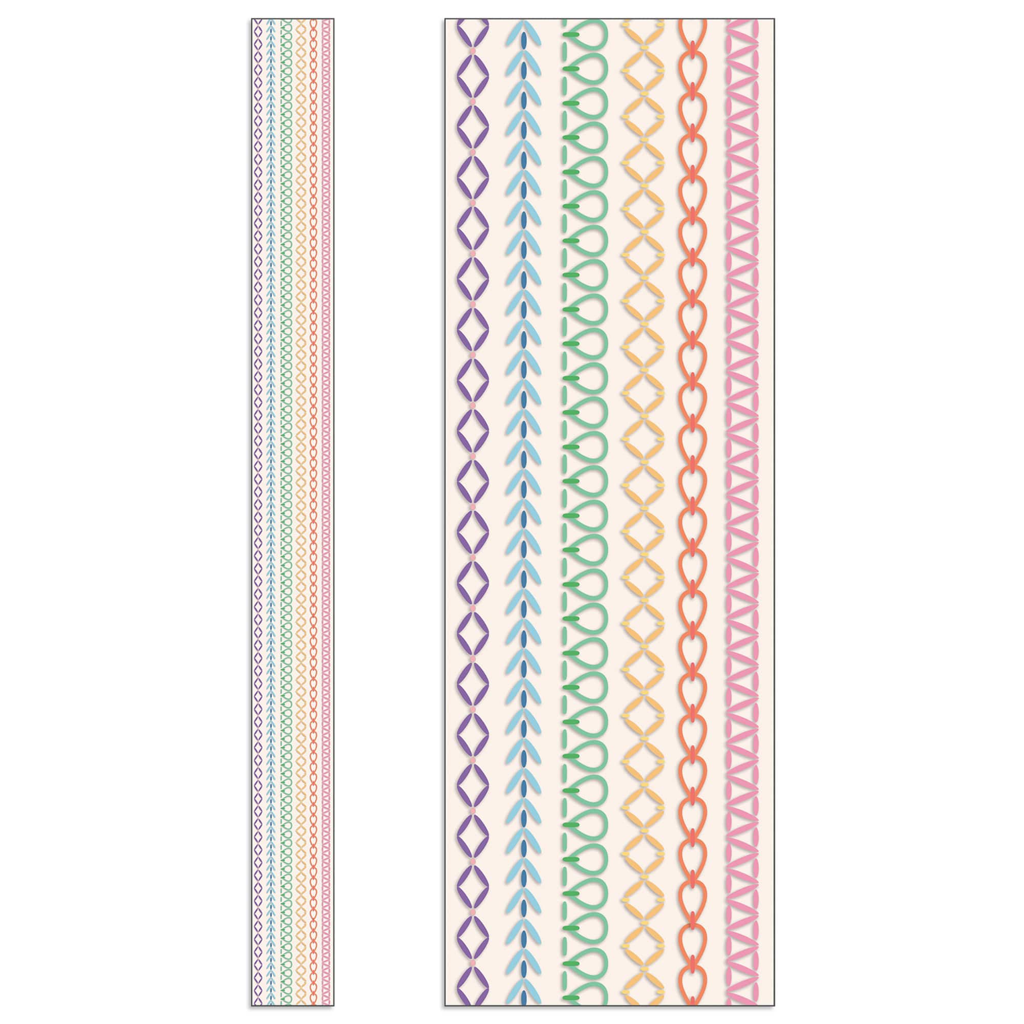 Dellosa® Education Crafty and Cool Rainbow Stitched Straight Border, 6 Packs of 12