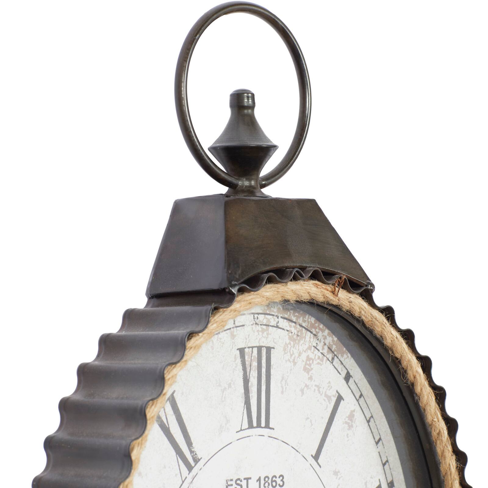 Black Industrial Metal Wall Clock, 21" x 12"