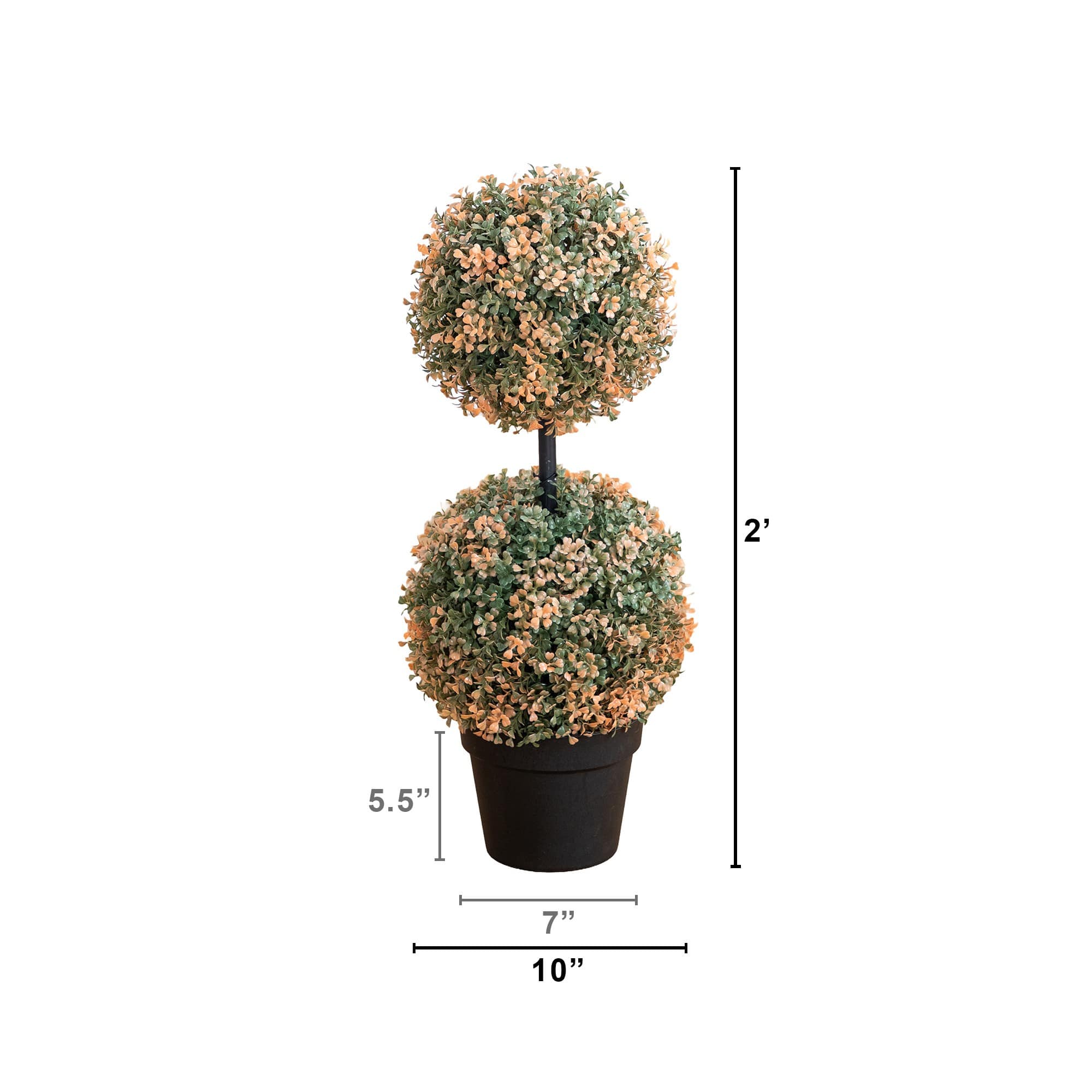 2ft. UV Resistant Autumn Double Ball Boxwood Artificial Fall Topiary Tree