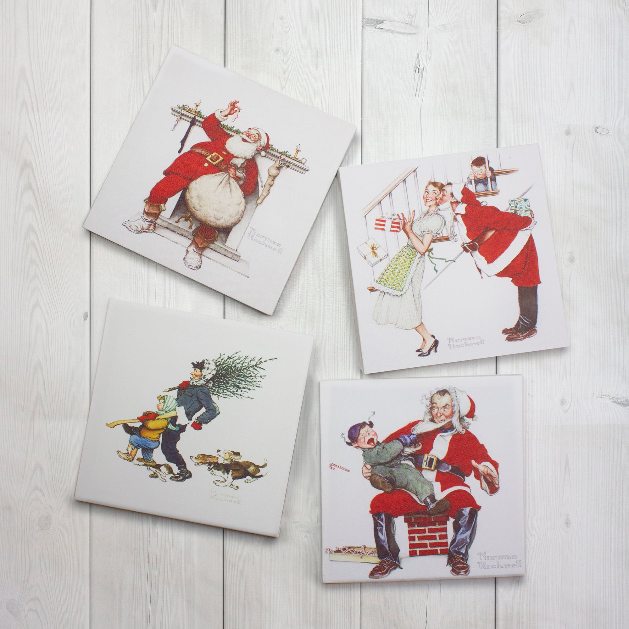 Classic Norman Rockwell Christmas Scene Canvas Prints Set, 4ct.