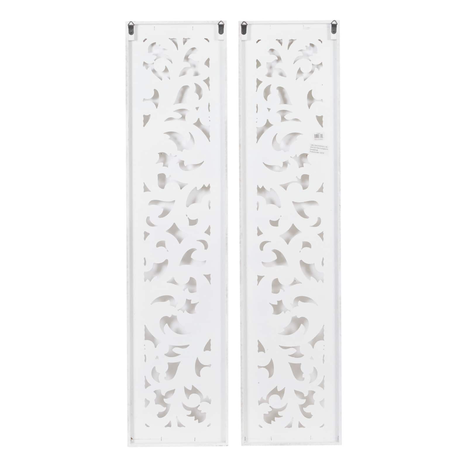 50" White Wood Traditional Abstract Wall Decor, 2ct.
