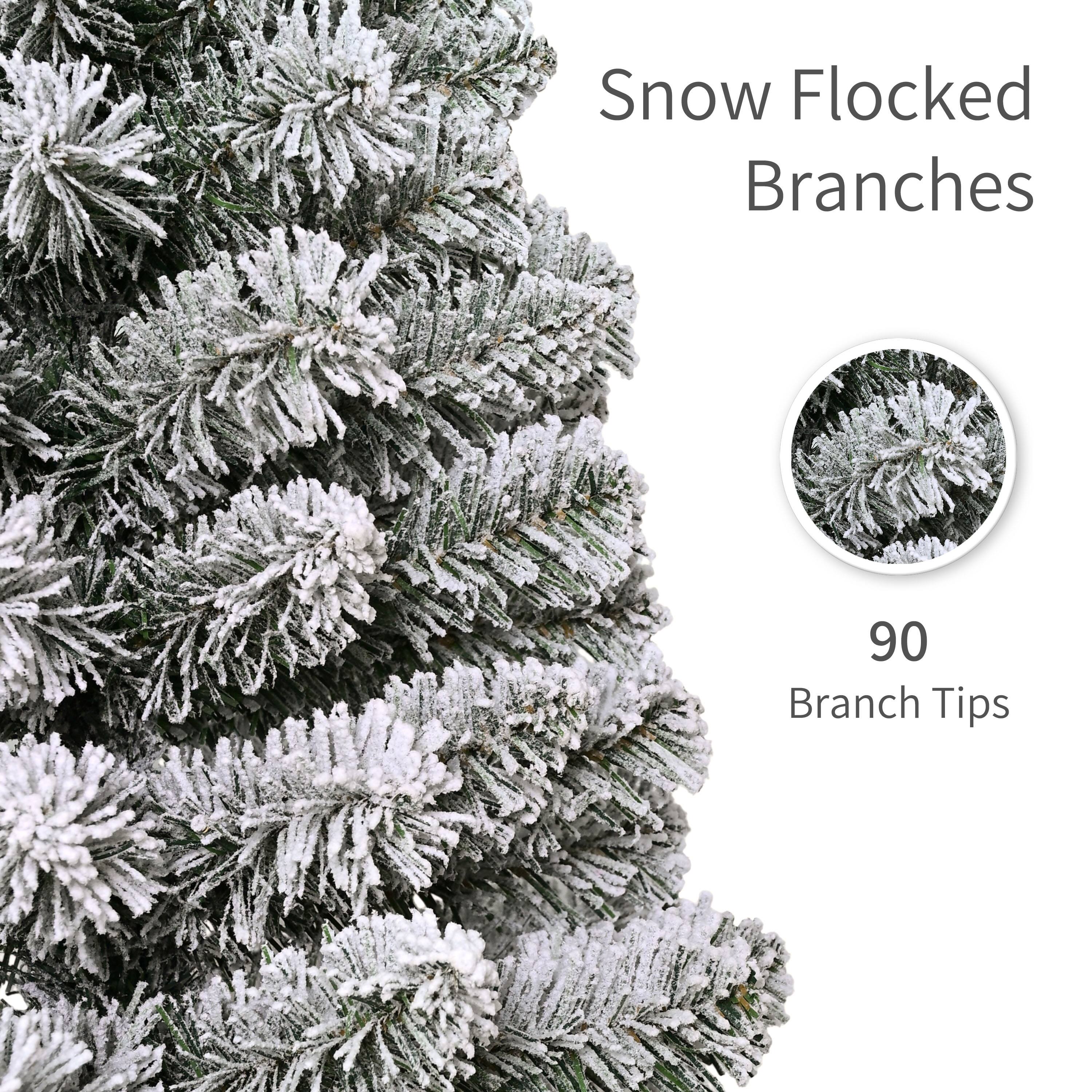 Puleo International 3.5ft. Pre-Lit Battery-Operated Flocked Spruce Artificial Christmas Trees with Pinecones, Warm White LED Lights, 2ct.