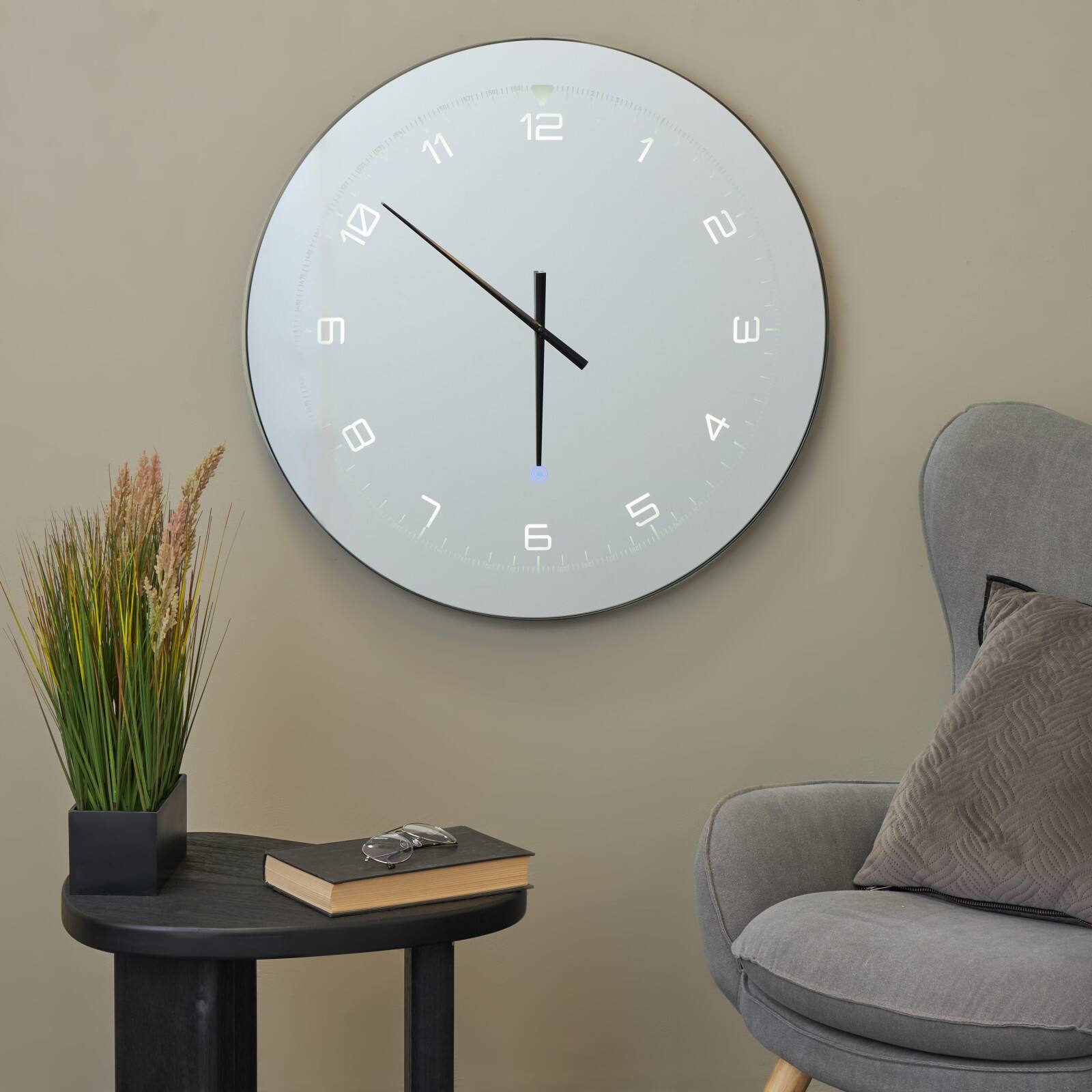 28" Multicolored Glass LED Decorative Wall Clock with Black Clock Hands & White Numbers