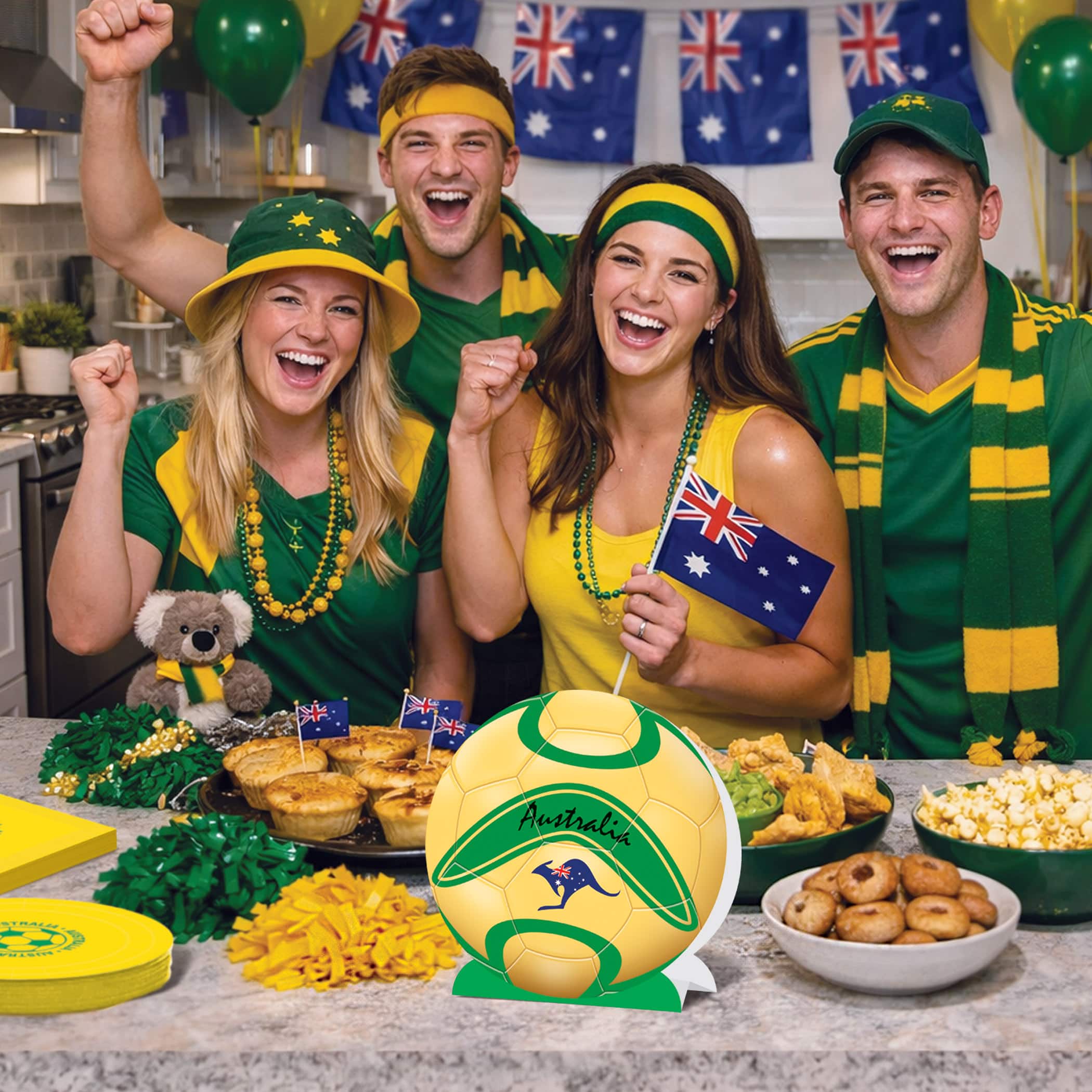 9.25" Australia 3D Soccer Ball Centerpieces, 2ct.