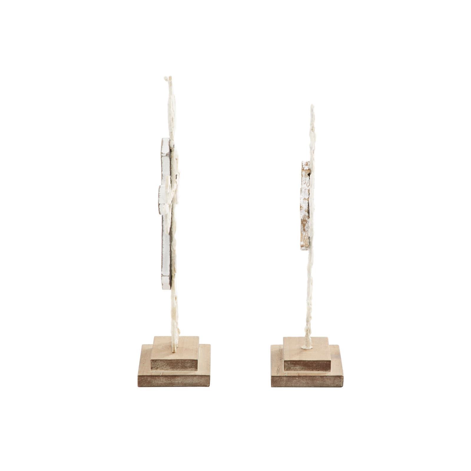 Brown Wood Contemporary Cross Sculpture Set