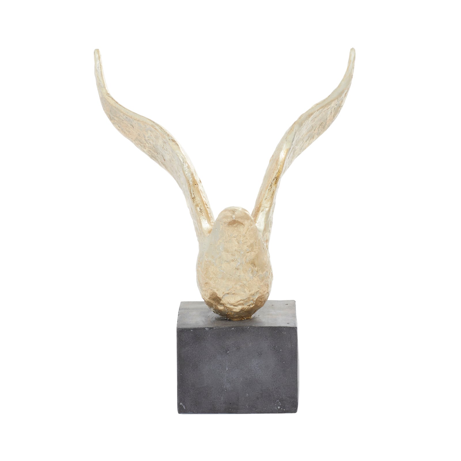 Set of 3 Gold Polystone Birds Sculpture 14", 15", 9"