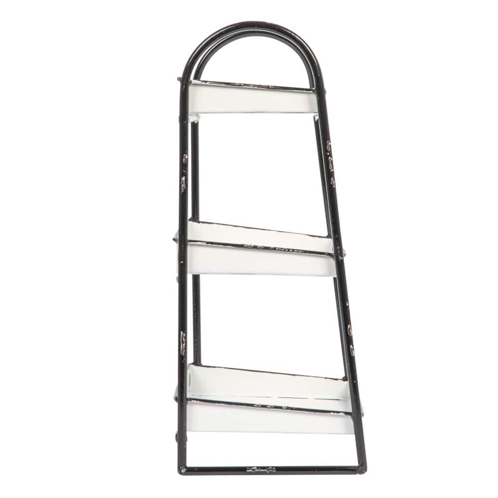 Hello Honey® 15.4" Distressed White 3-Tier Metal Tray with Black Frame