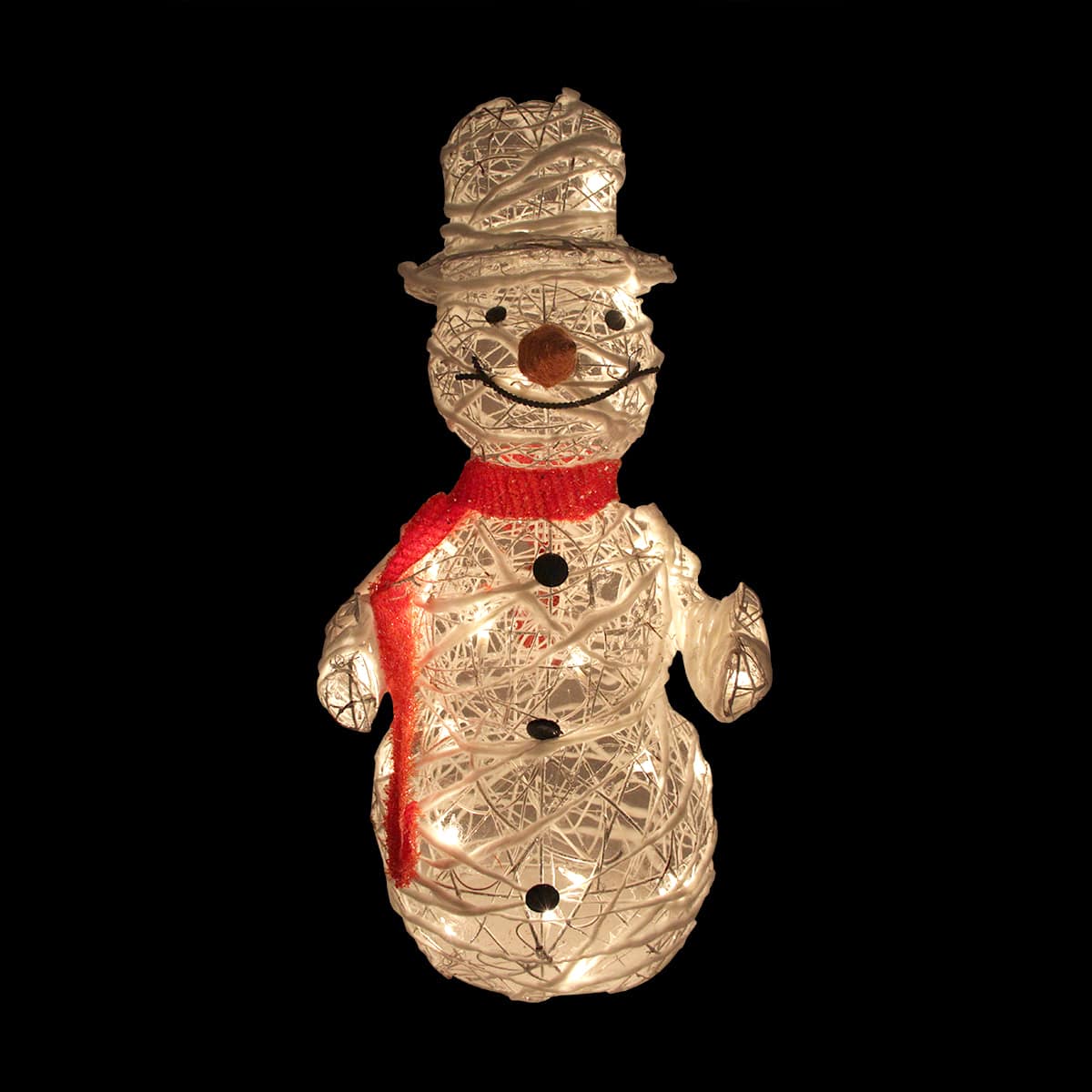 28" Lighted White Glittered Rattan Christmas Yard Art