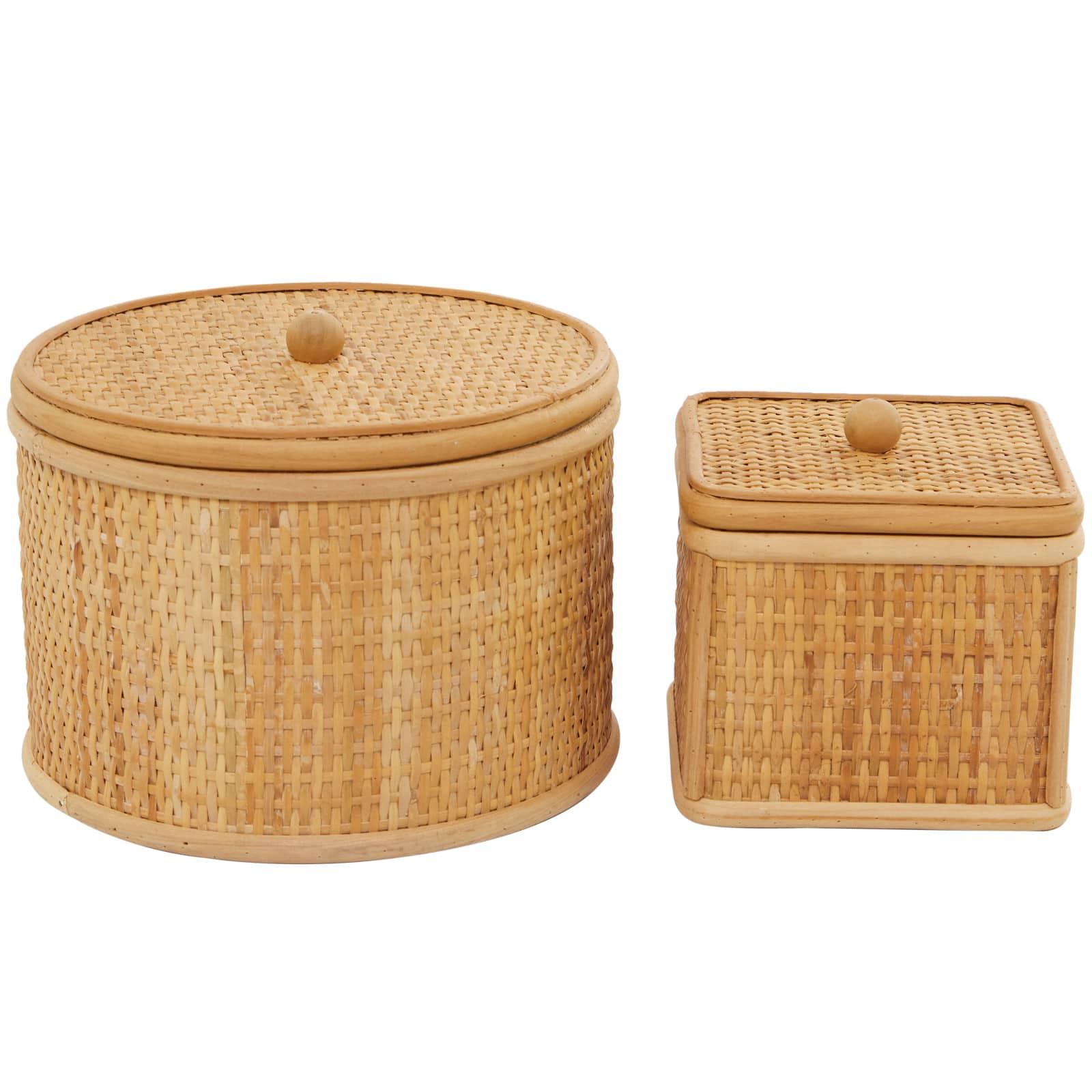 Brown Rattan Storage Box Set