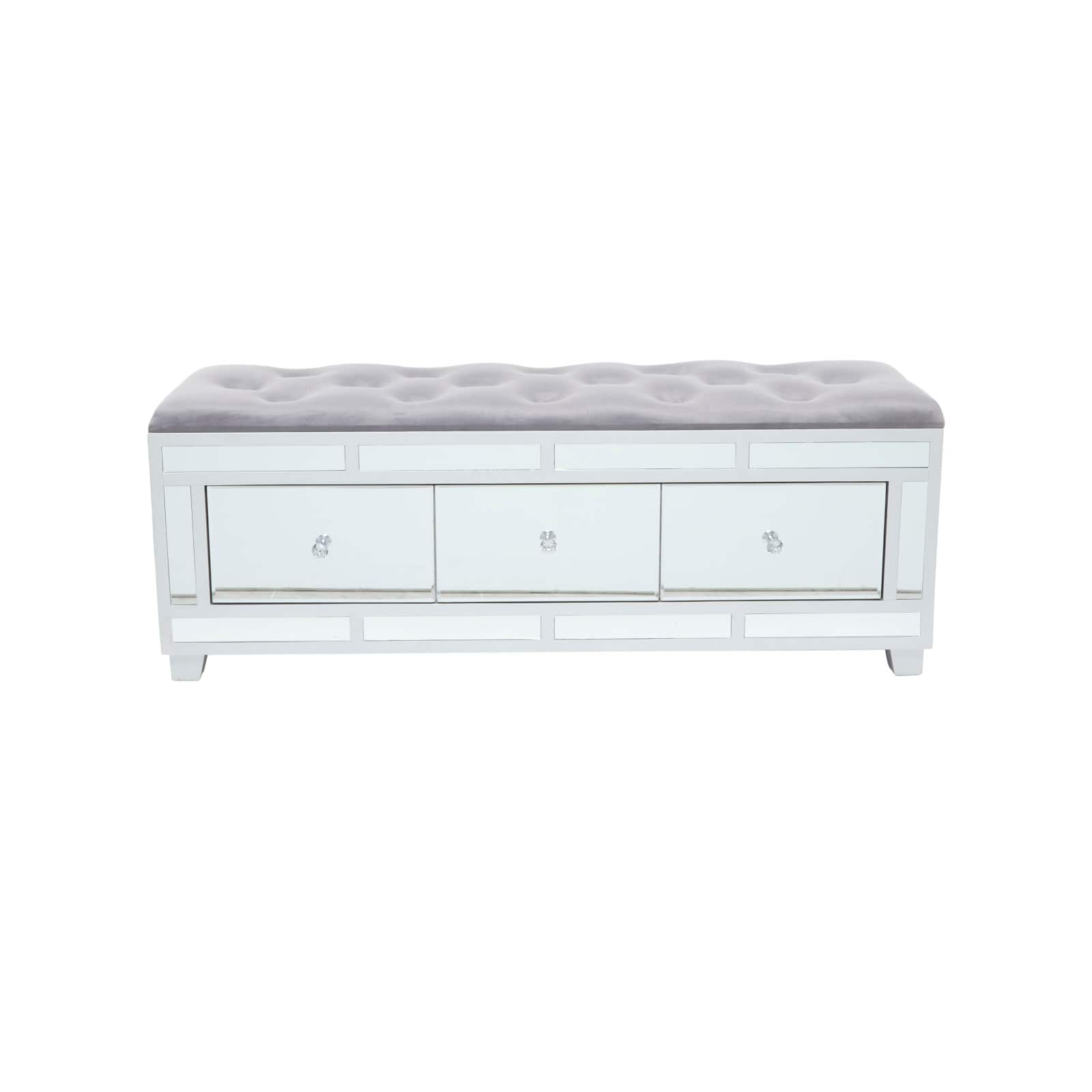 Grey Wood Glam Bench, 47" x 16" x 18"