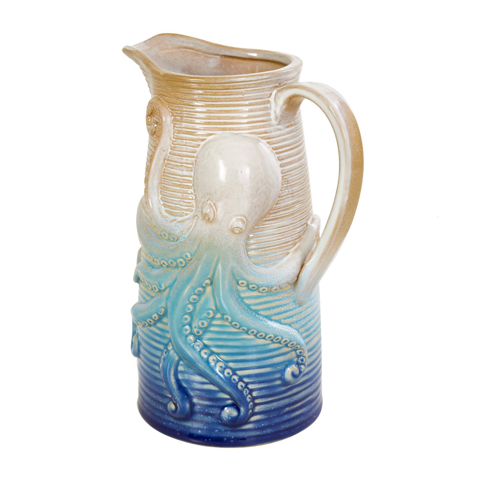 Blue Ombre Ceramic Octopus Vase Set