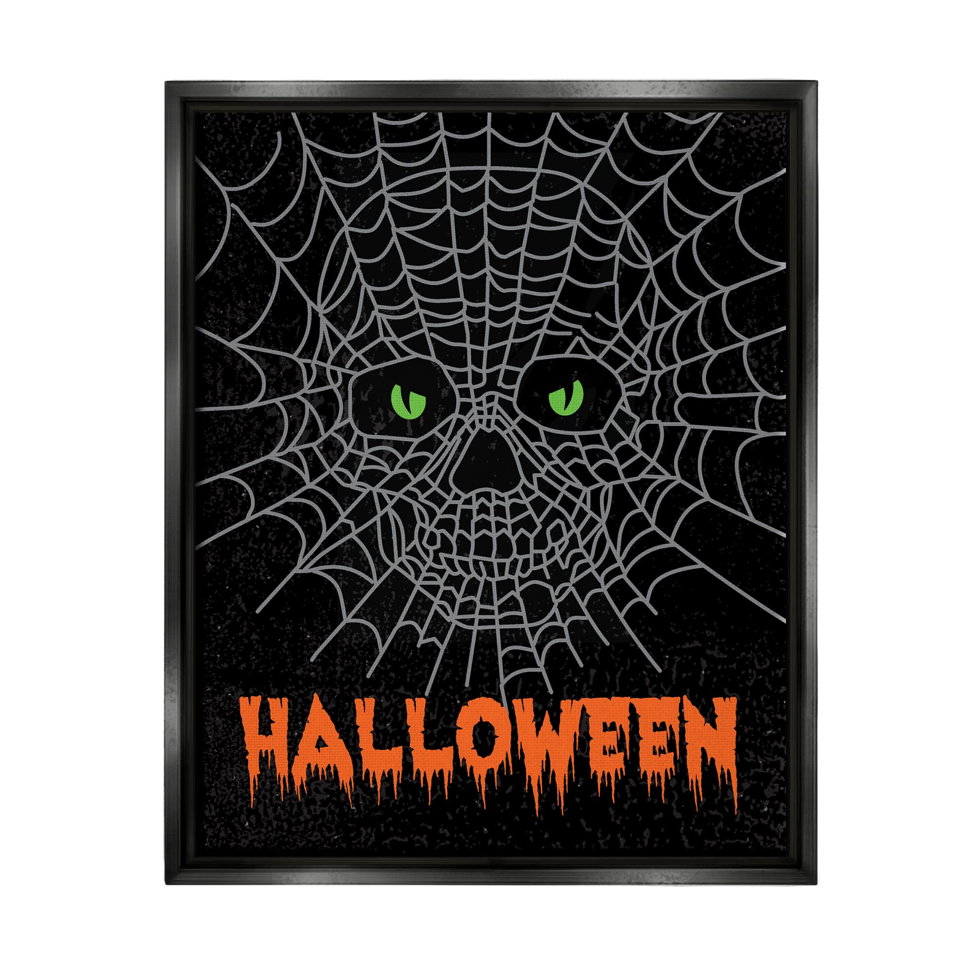 Stupell Industries Spooky Halloween Spider Web Skull Framed Floater Canvas Wall Art