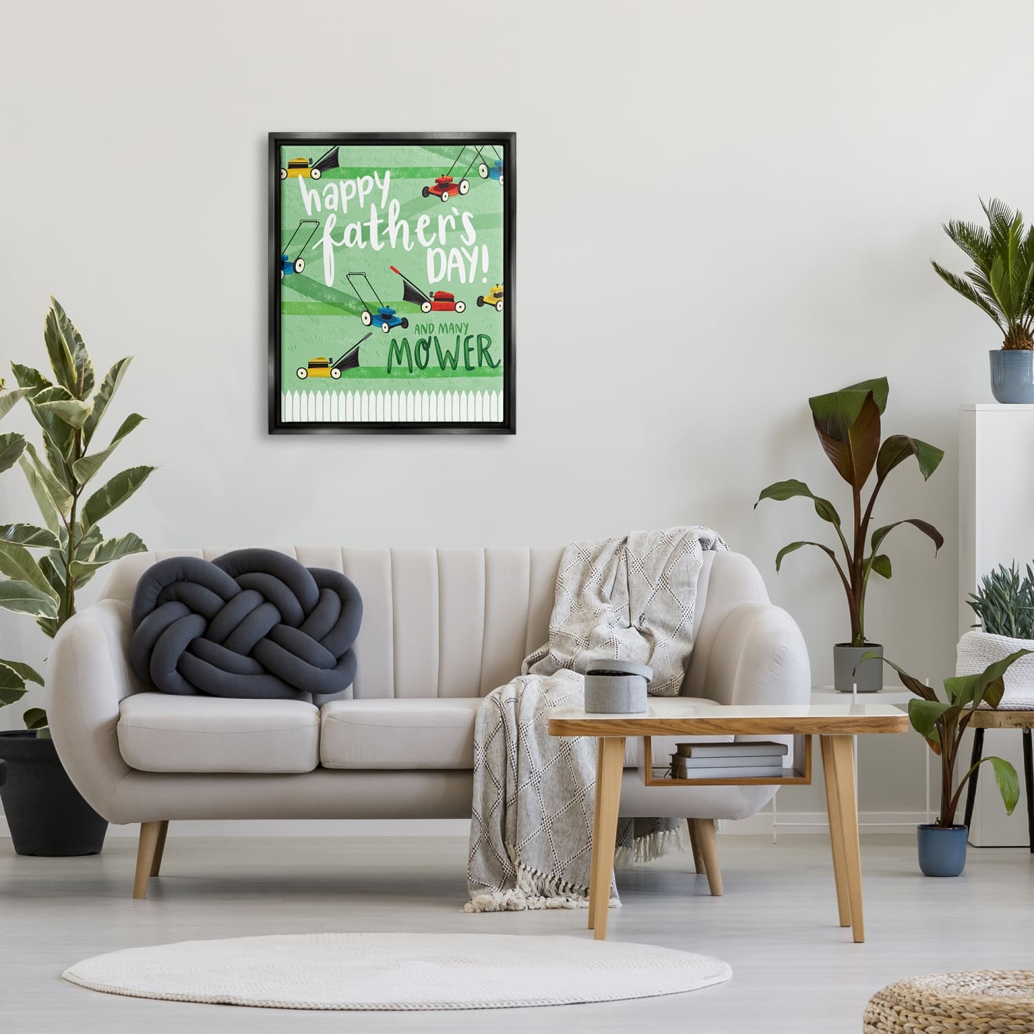 Stupell Industries Happy Father's Day Lawn Mowers Floater Framed Art