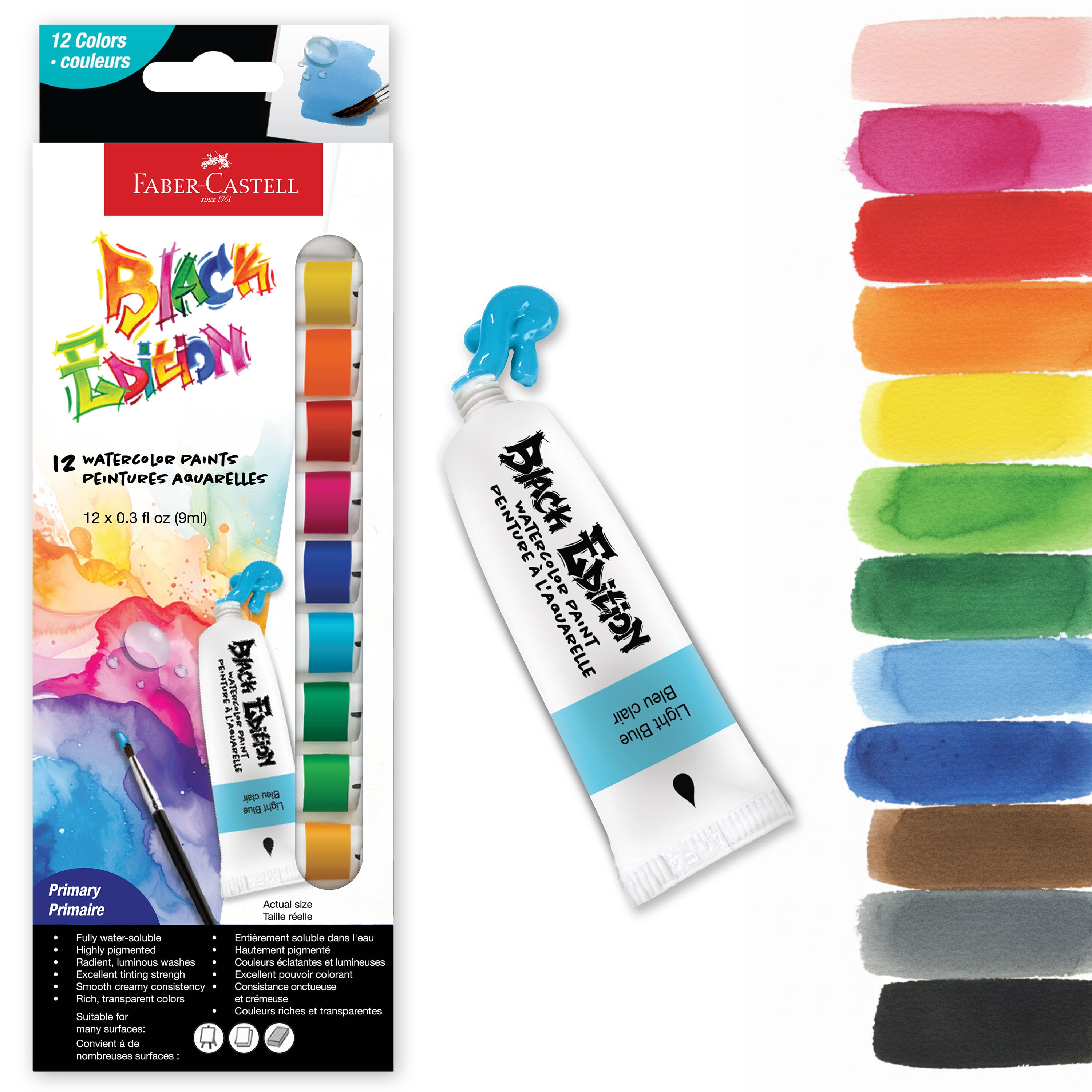 Faber-Castell® Black Edition Primary Watercolor Paint Tubes