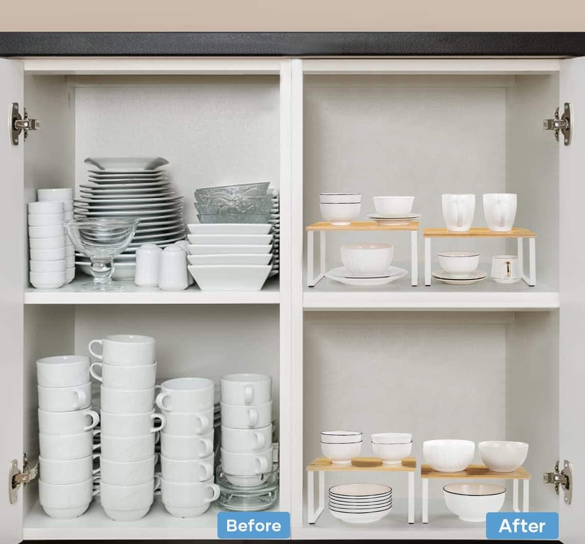 NEX™ & Natural Bamboo Cabinet and Counter Shelf Organizer