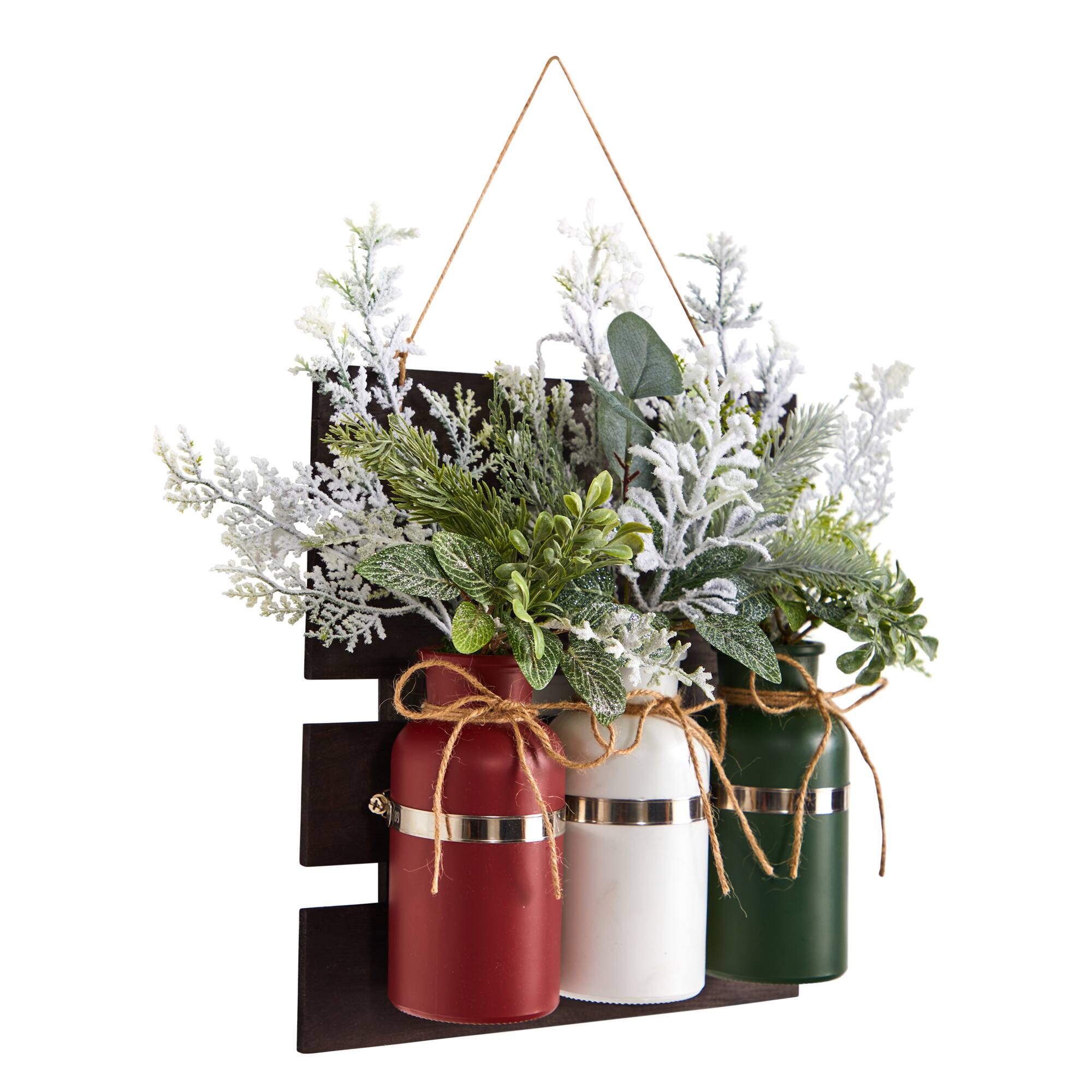 17" Christmas Pine 3-Piece Jar Hanging Artificial Arrangement