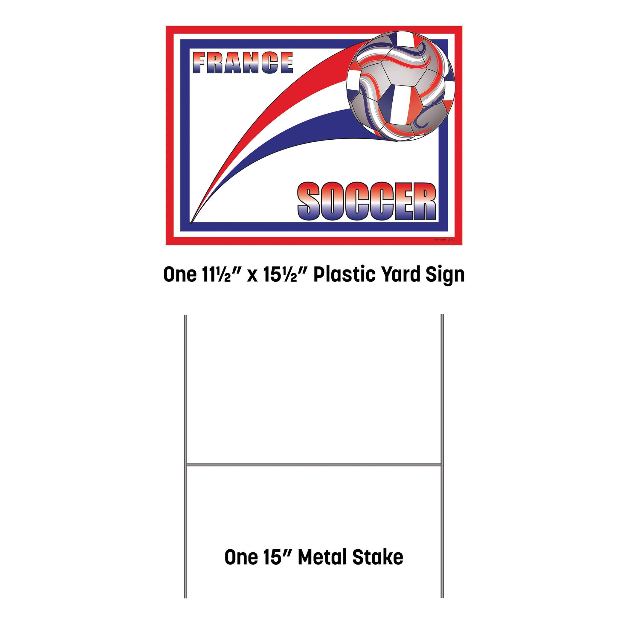 11.5" x 15.5" France Soccer Plastic Yard Sign