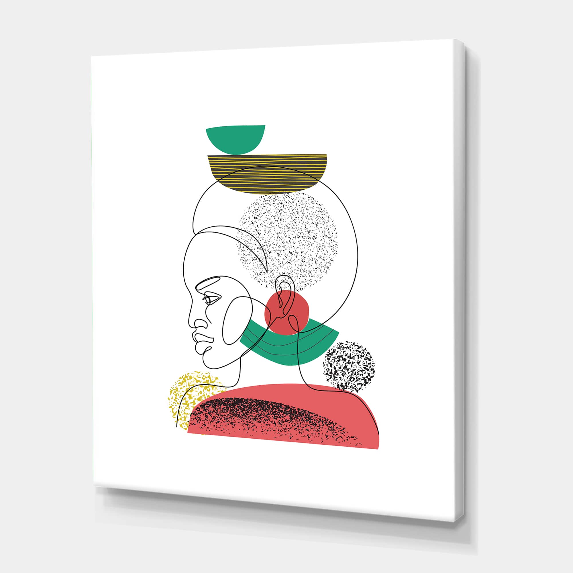 Designart - One Line Portrait of African American Women II - Modern Canvas Wall Art Print