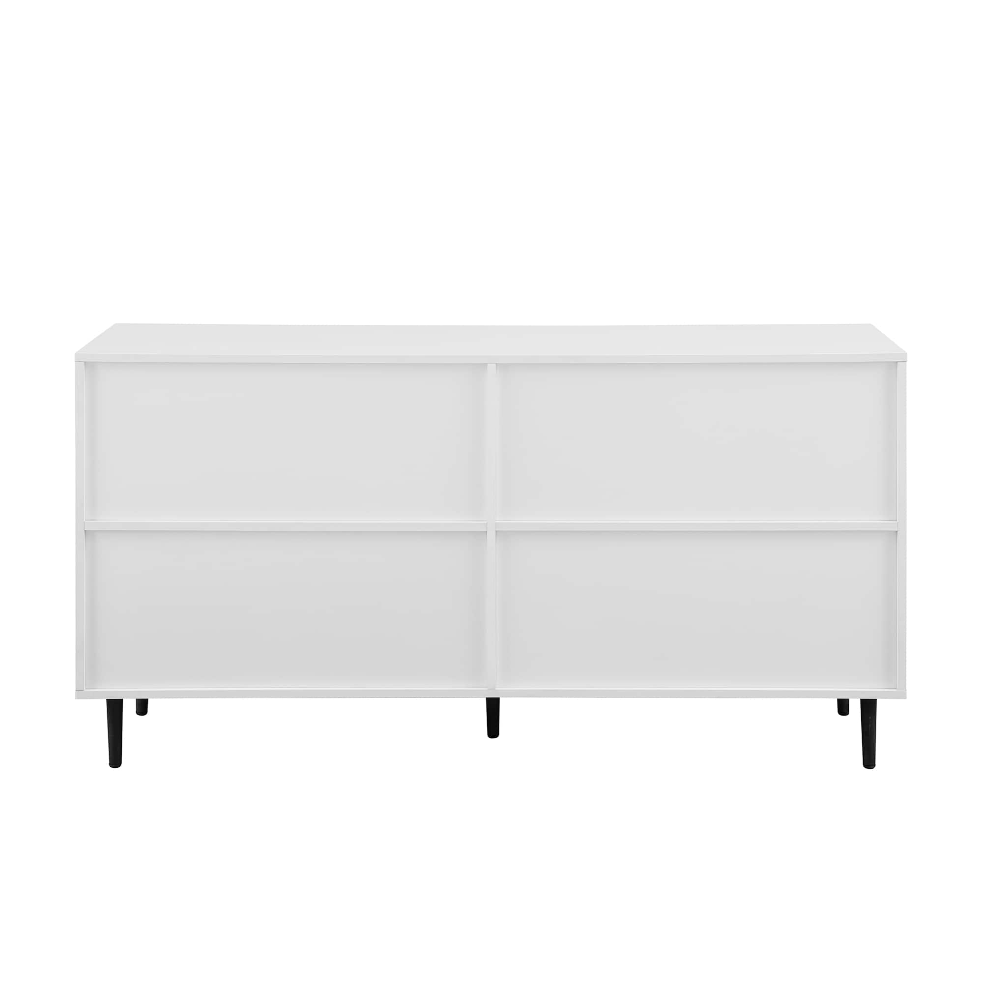 Walker Edison 58" Ash Brown Bookmatch & White Mid Century Modern TV Buffet