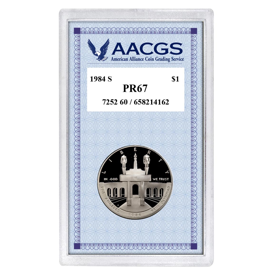 Proof 1984S Los Angeles Olympiad Commemorative Silver Dollar graded PR67