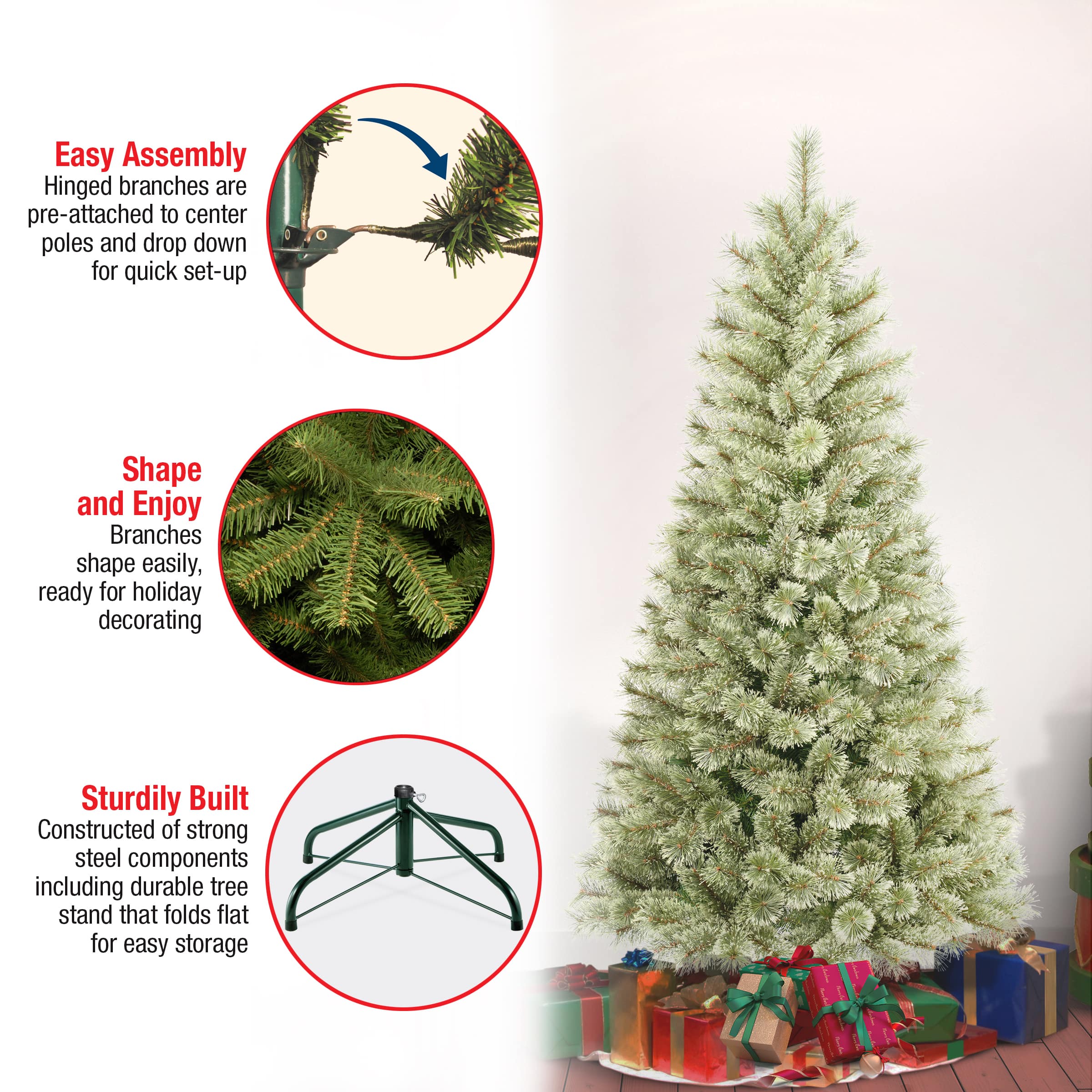 6ft. Unlit Artificial Arcadia Pine Cashmere Christmas Hinged Tree