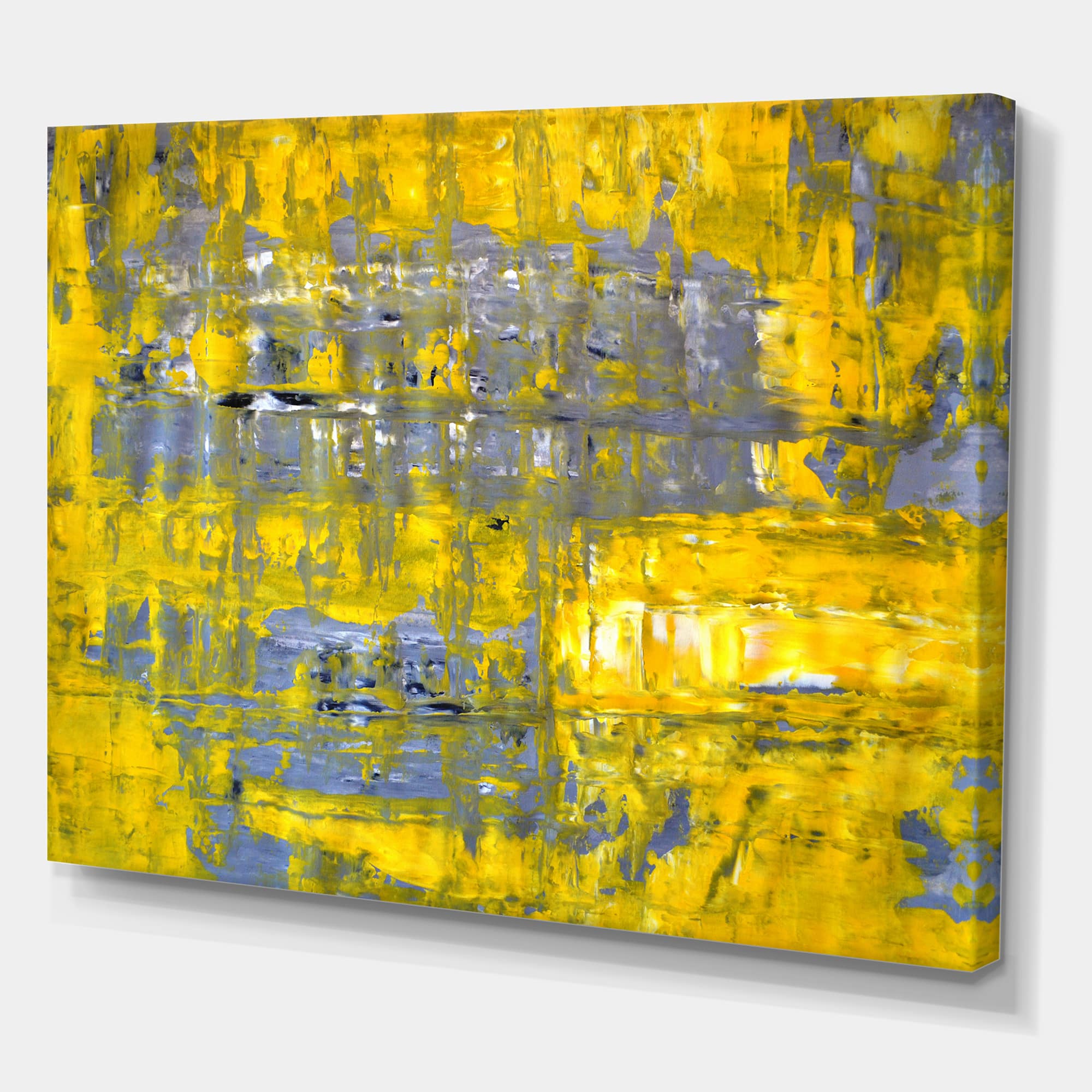 Designart - Yellow Meets Grey Abstract Art I