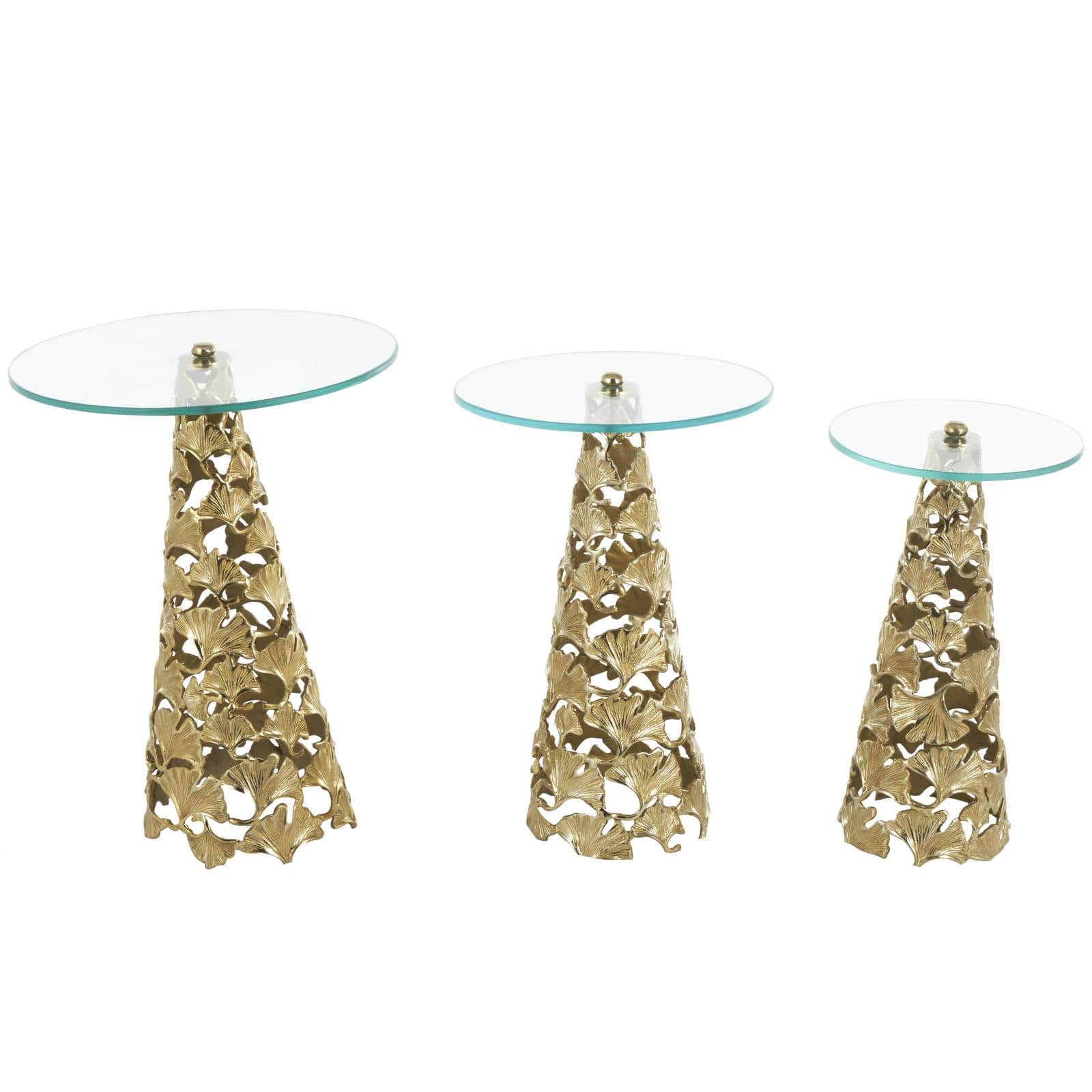 Gold Accent Table with Tempered Glass Tabletop Set