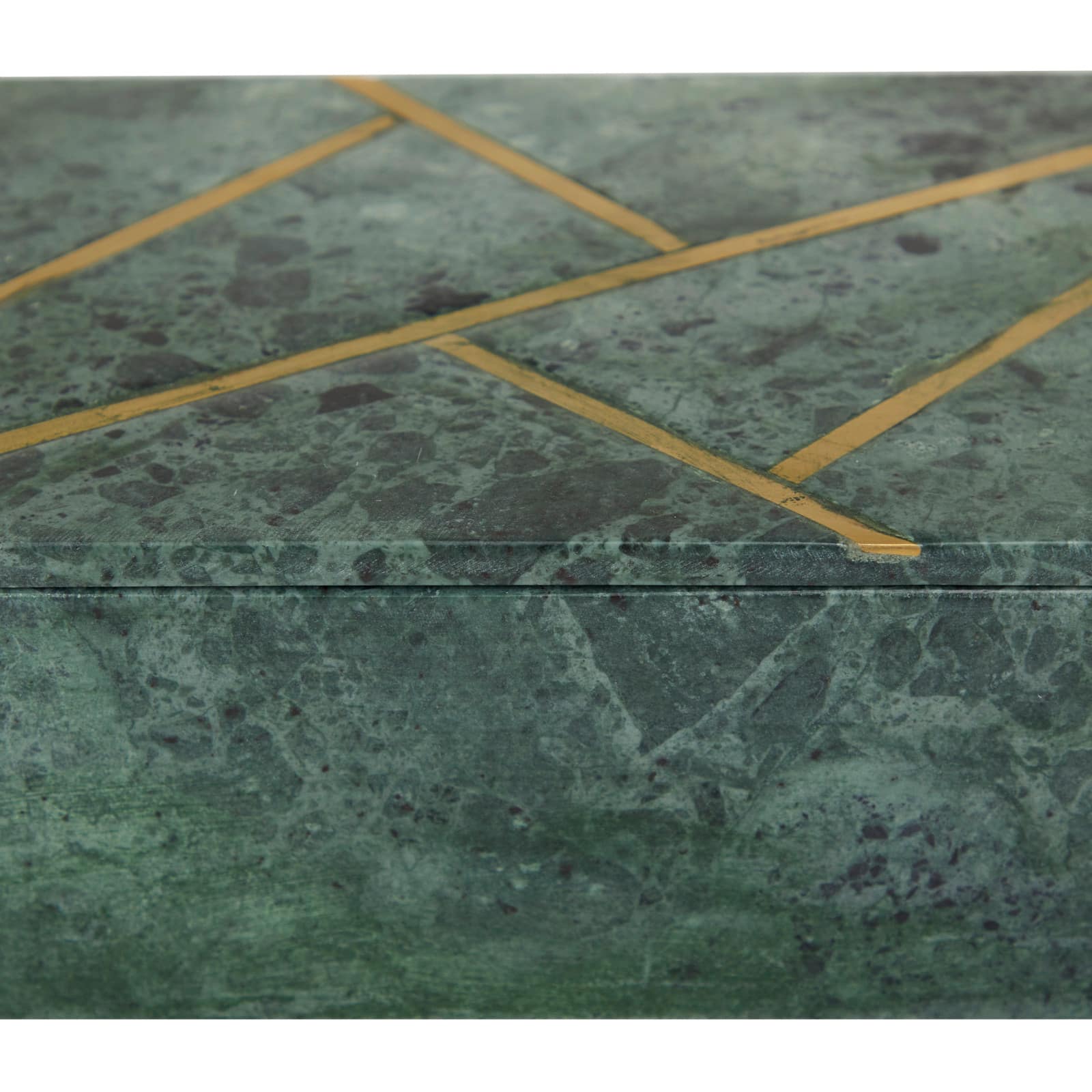 Green Marble Box with Gold Lines Set