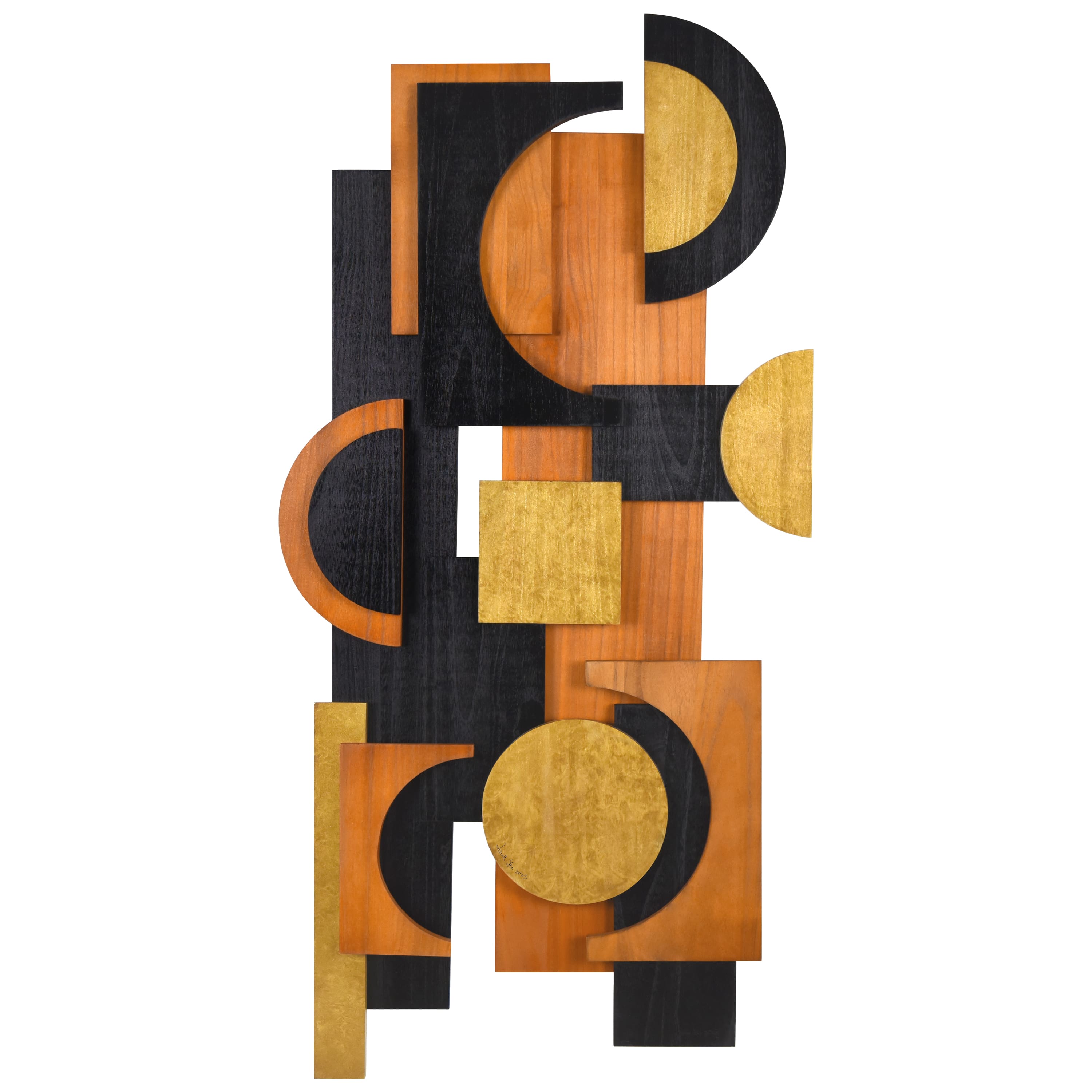 Empire Art Direct 24" x 48" Amber Embraces II Hand Made Dimensional Solid Wood Abstracts Wall Art