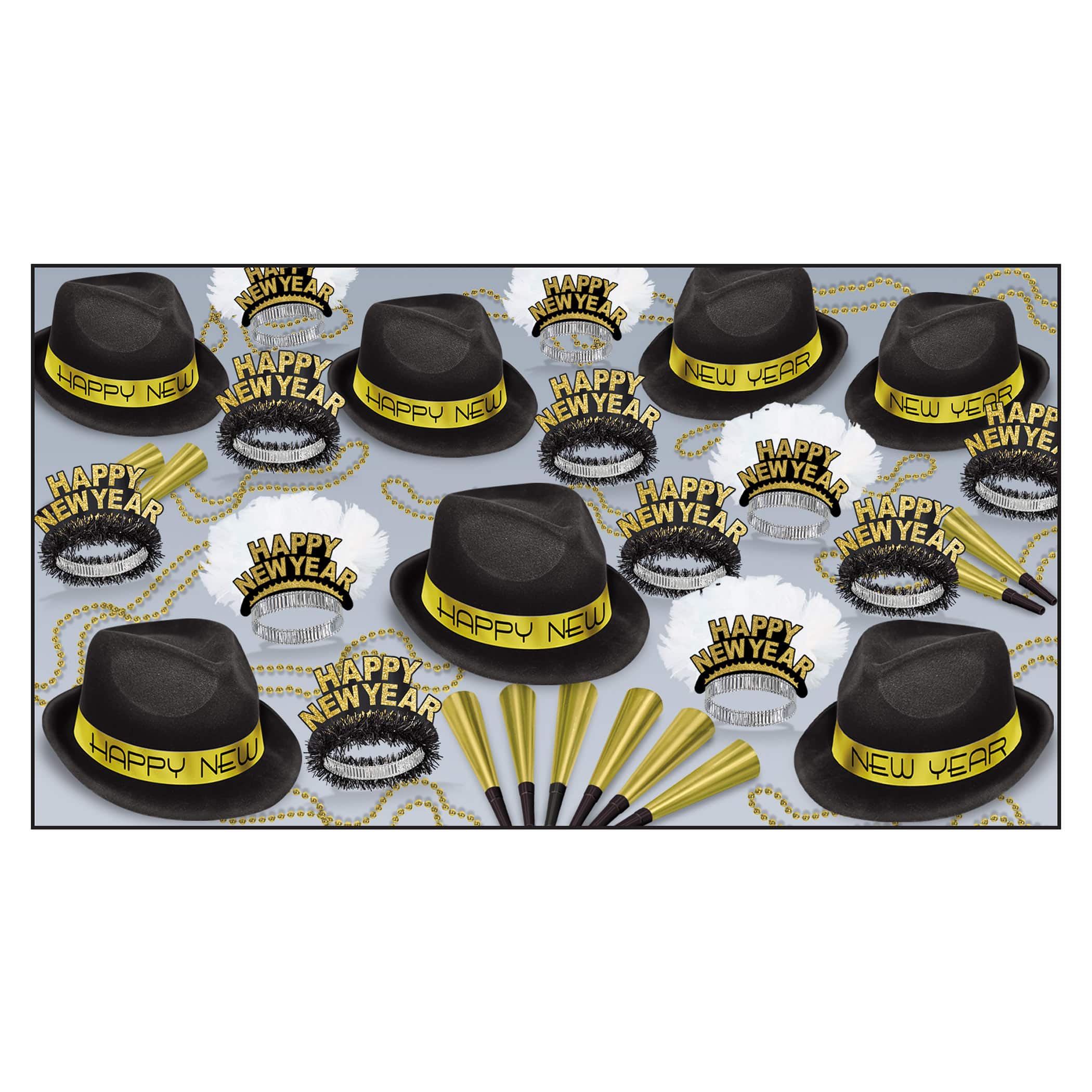 Beistle Black & Gold New Year Chairman Party Favor Kit for 50