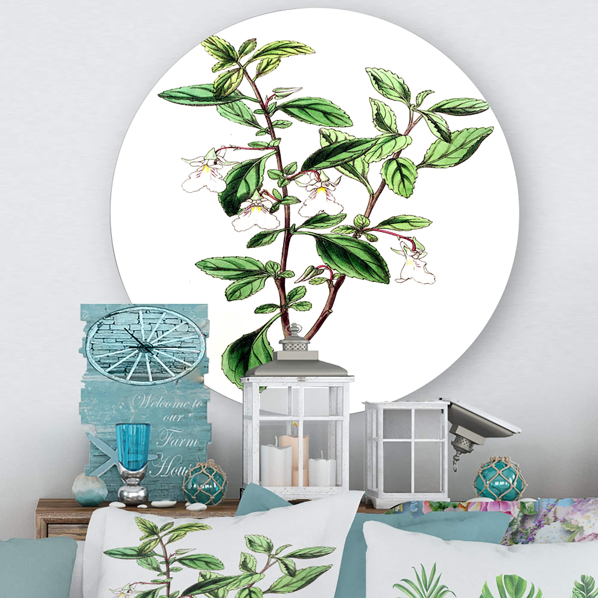 Designart - Vintage Green Leaves Plants VII