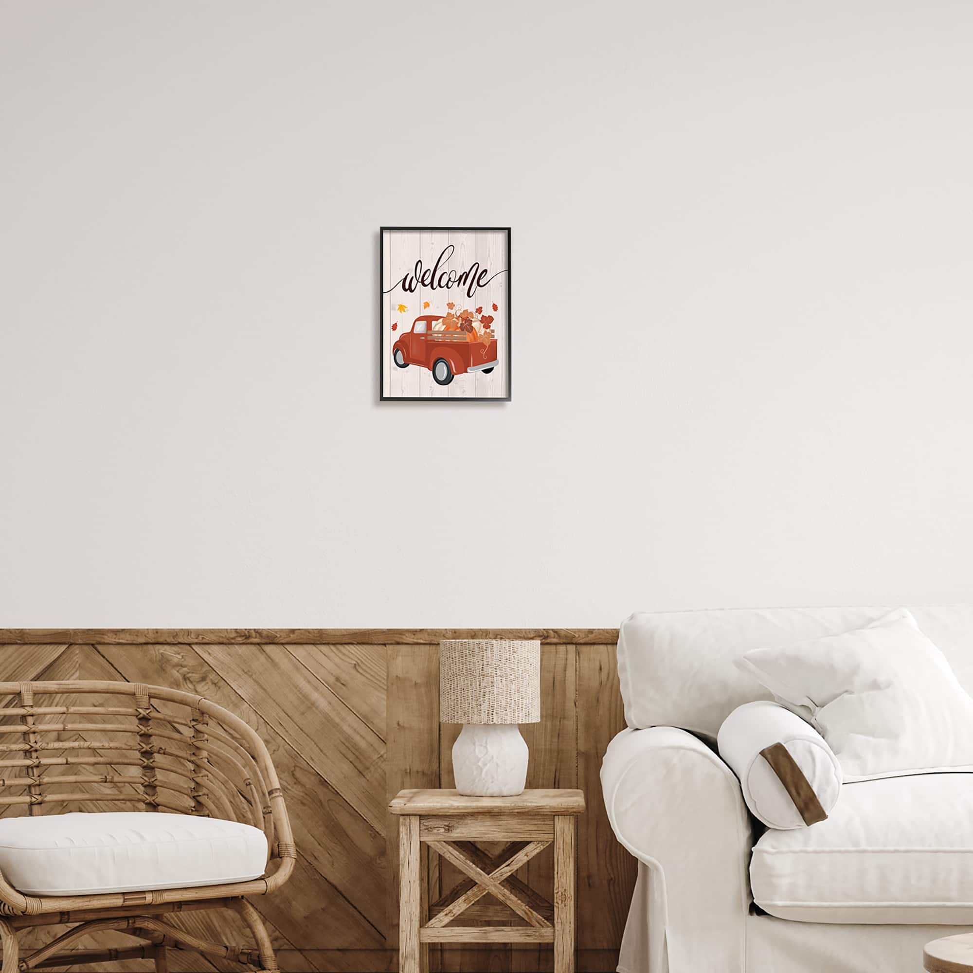 Stupell Industries Country Pumpkin Harvest Welcome Framed Giclee Art