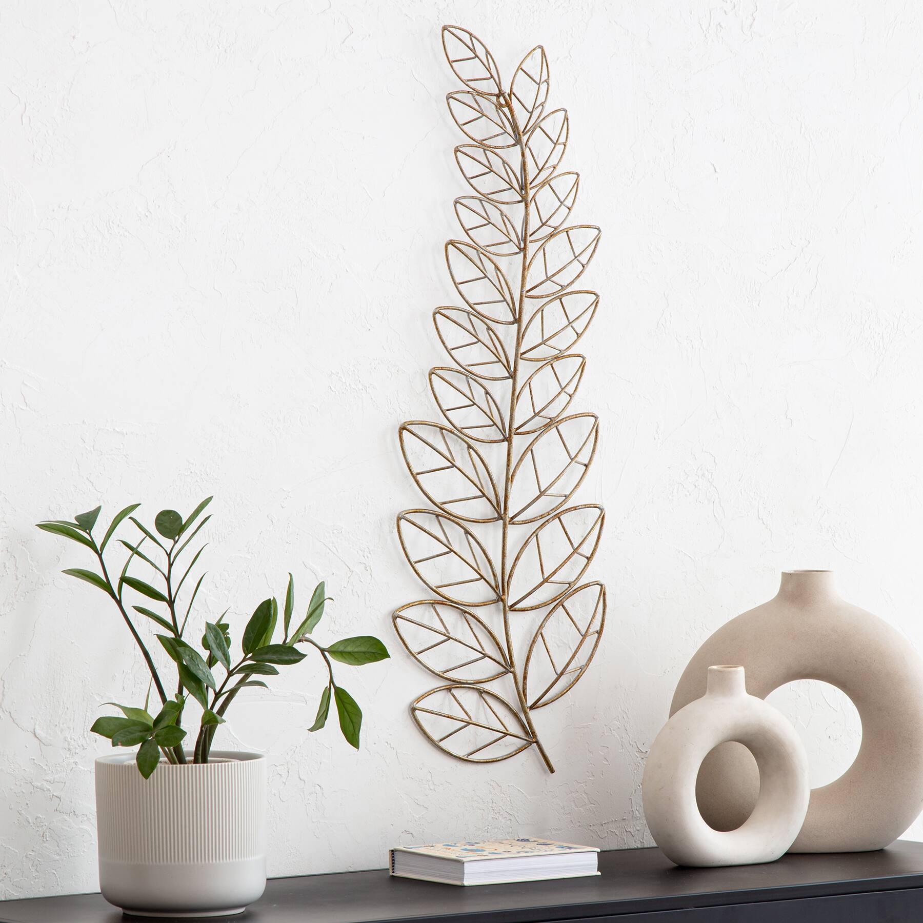 Habitat Decor 33" Gold Eber Leaves Metal Wall Art