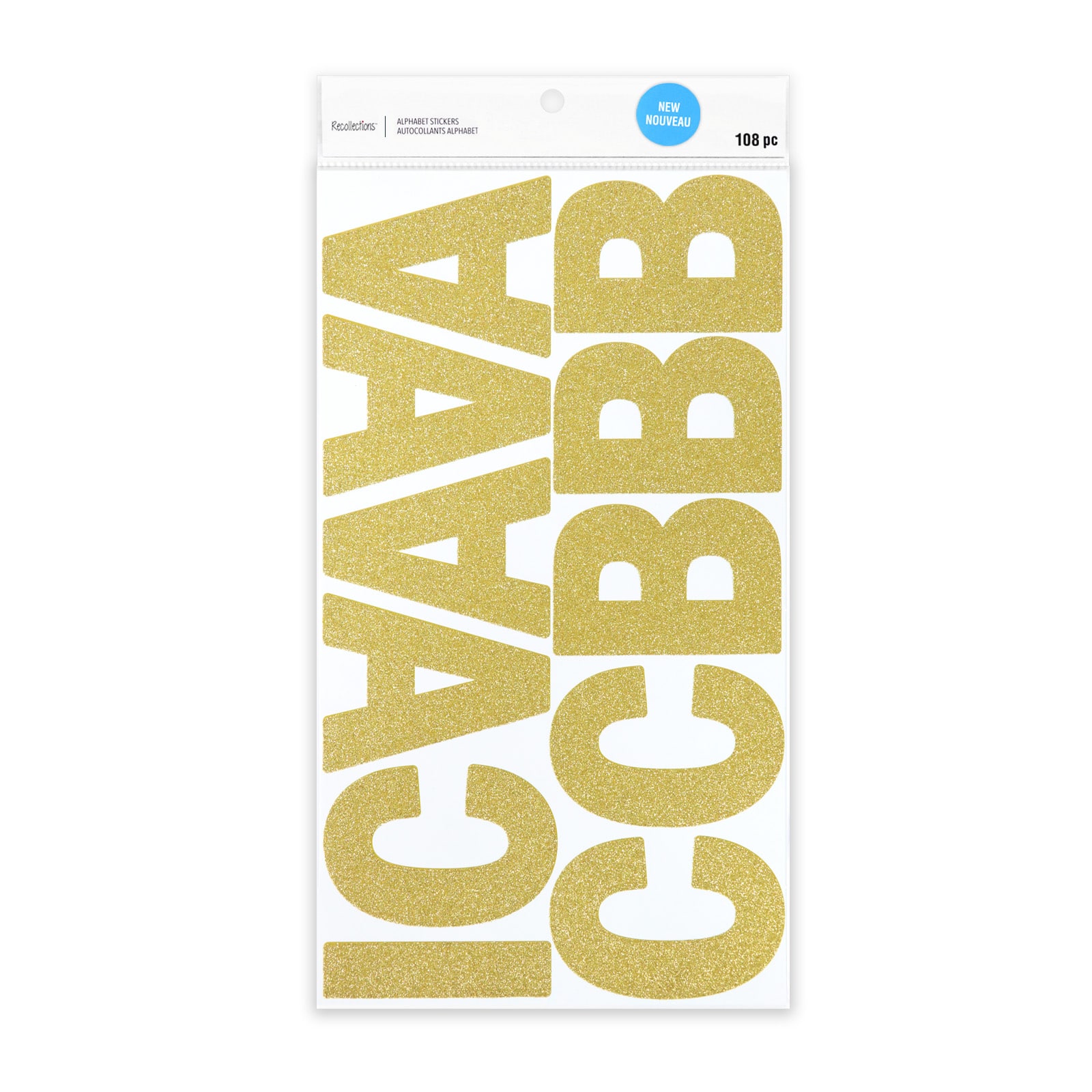 12 Pack: Gold Glitter Alphabet Stickers by Recollections™