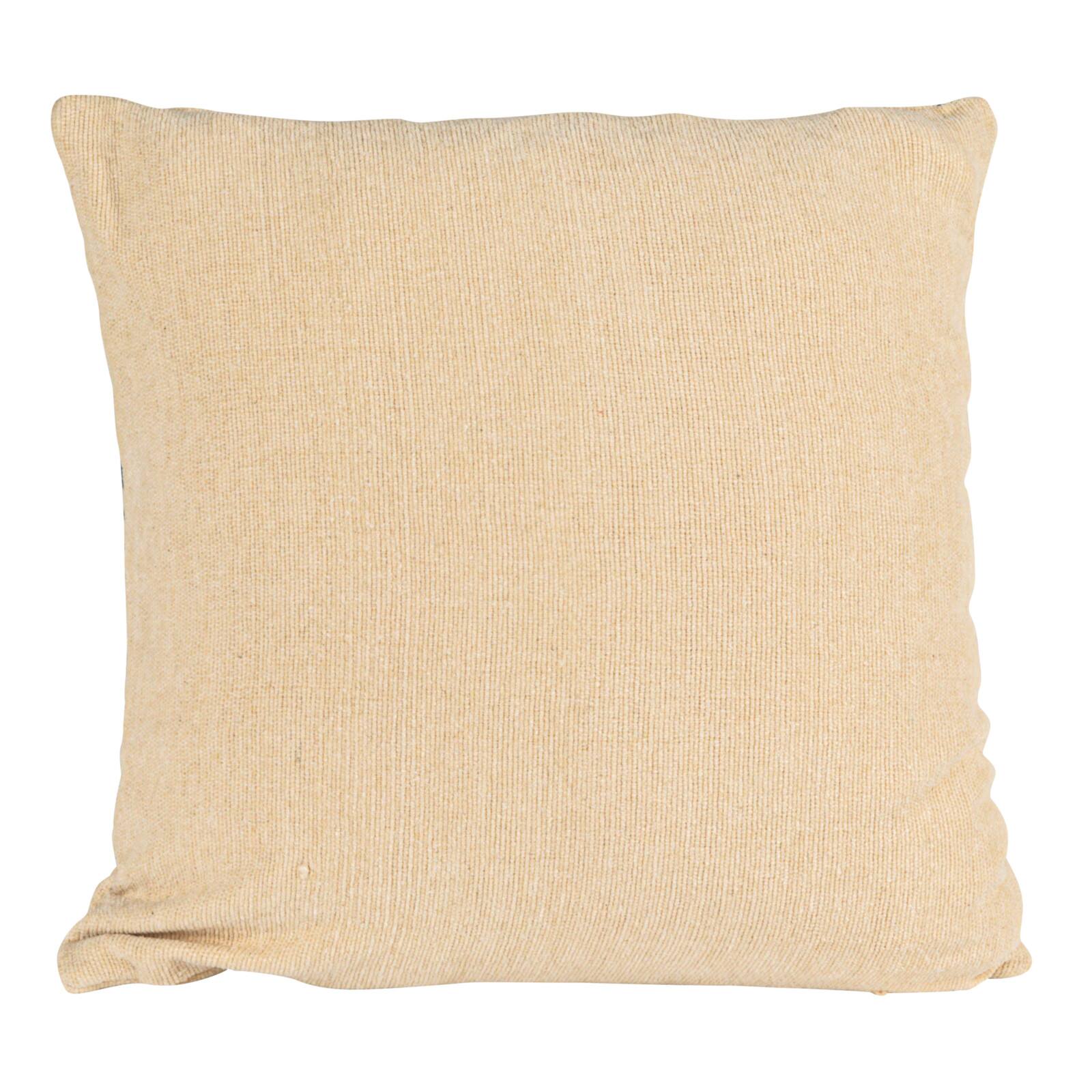 Hello Honey® 20" x 20" Natural & Blue Azure Lines Embroidered Cotton Pillow