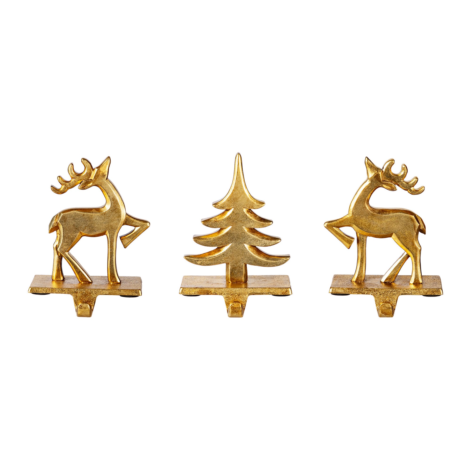 Glitzhome® Christmas Resin Tree and Reindeer Stocking Holder Set