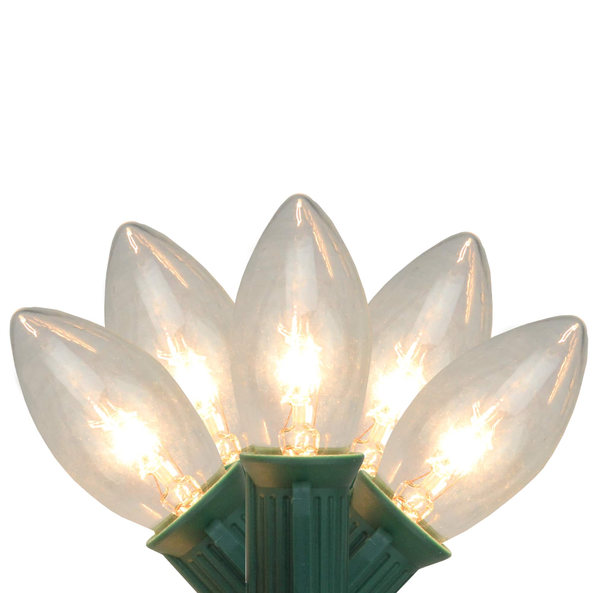 Northlight Set of 25 Transparent Clear C9 Christmas Lights - Green Wire - Clear