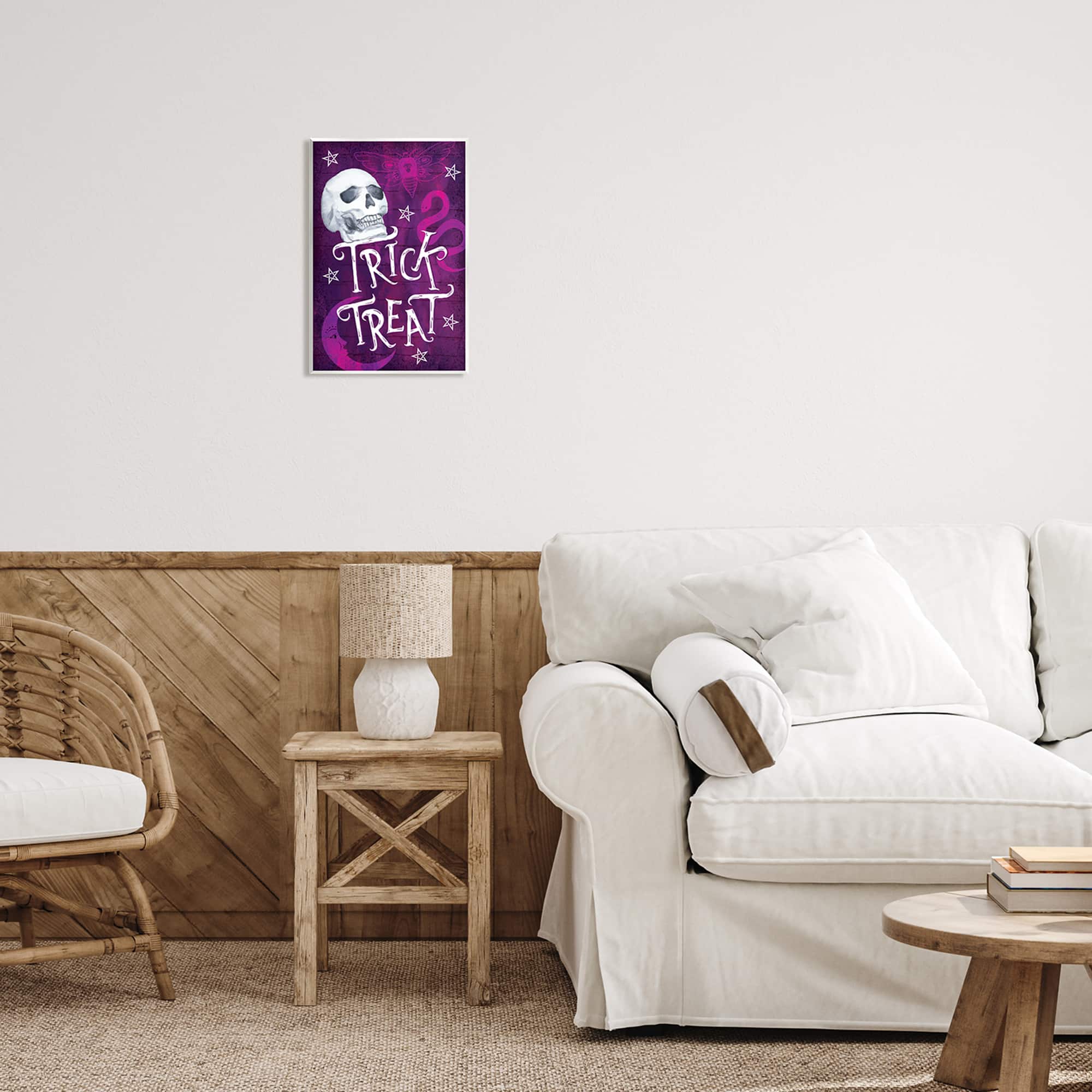 Stupell Industries Trick or Treat Purple Halloween Wall Plaque Art