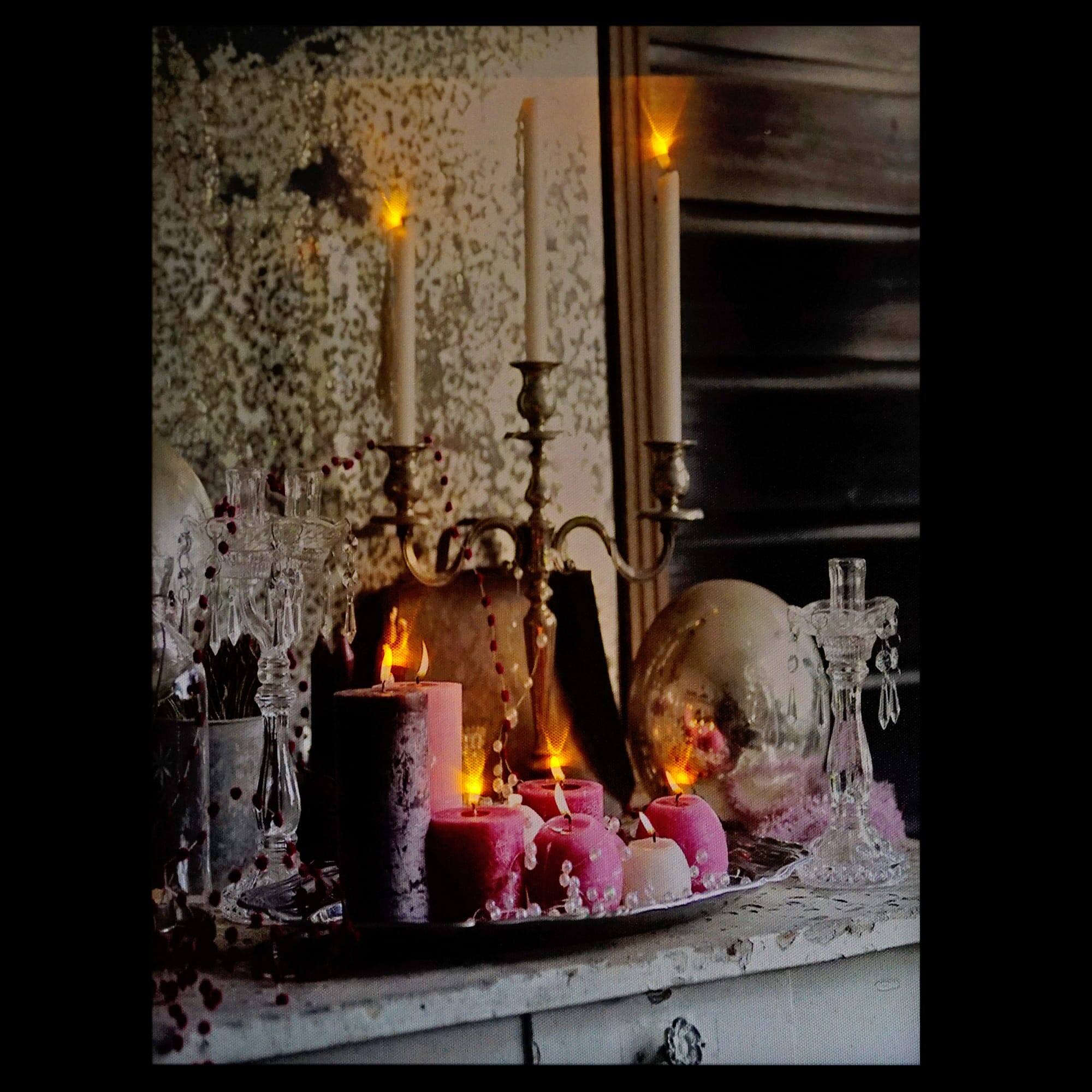 15.7" LED Lighted Regal Romance Candelabra Canvas Wall Art