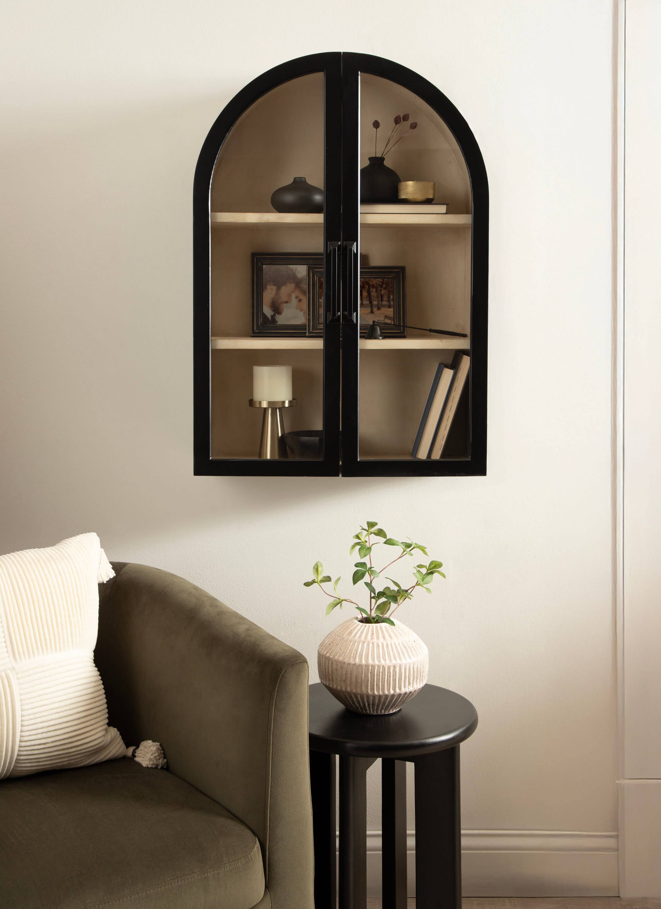 Kate and Laurel Arcott Arch Three Shelf Wall Cabinet