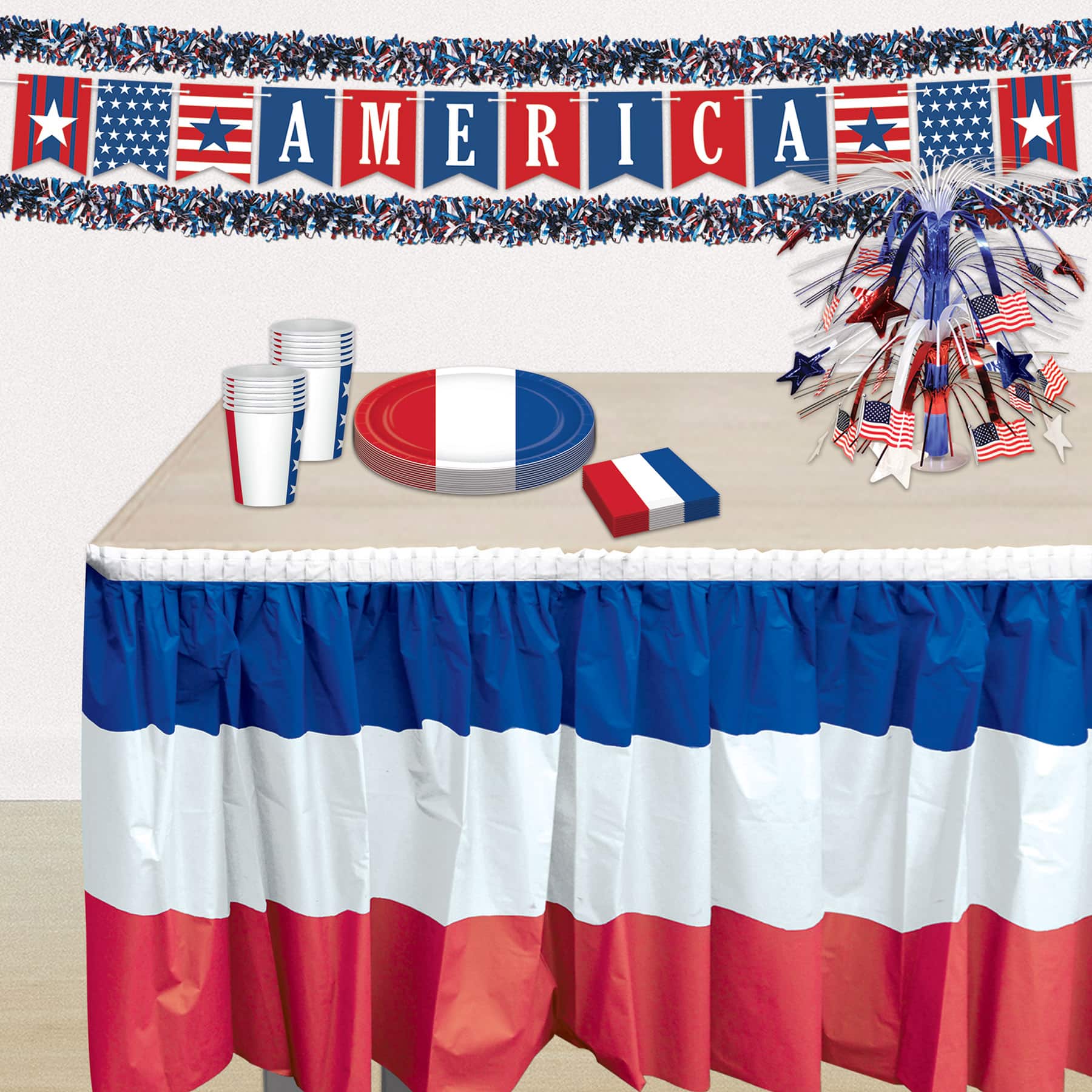 Beistle 15ft. Red, White & Blue 6-Ply Metallic Festooning Garland