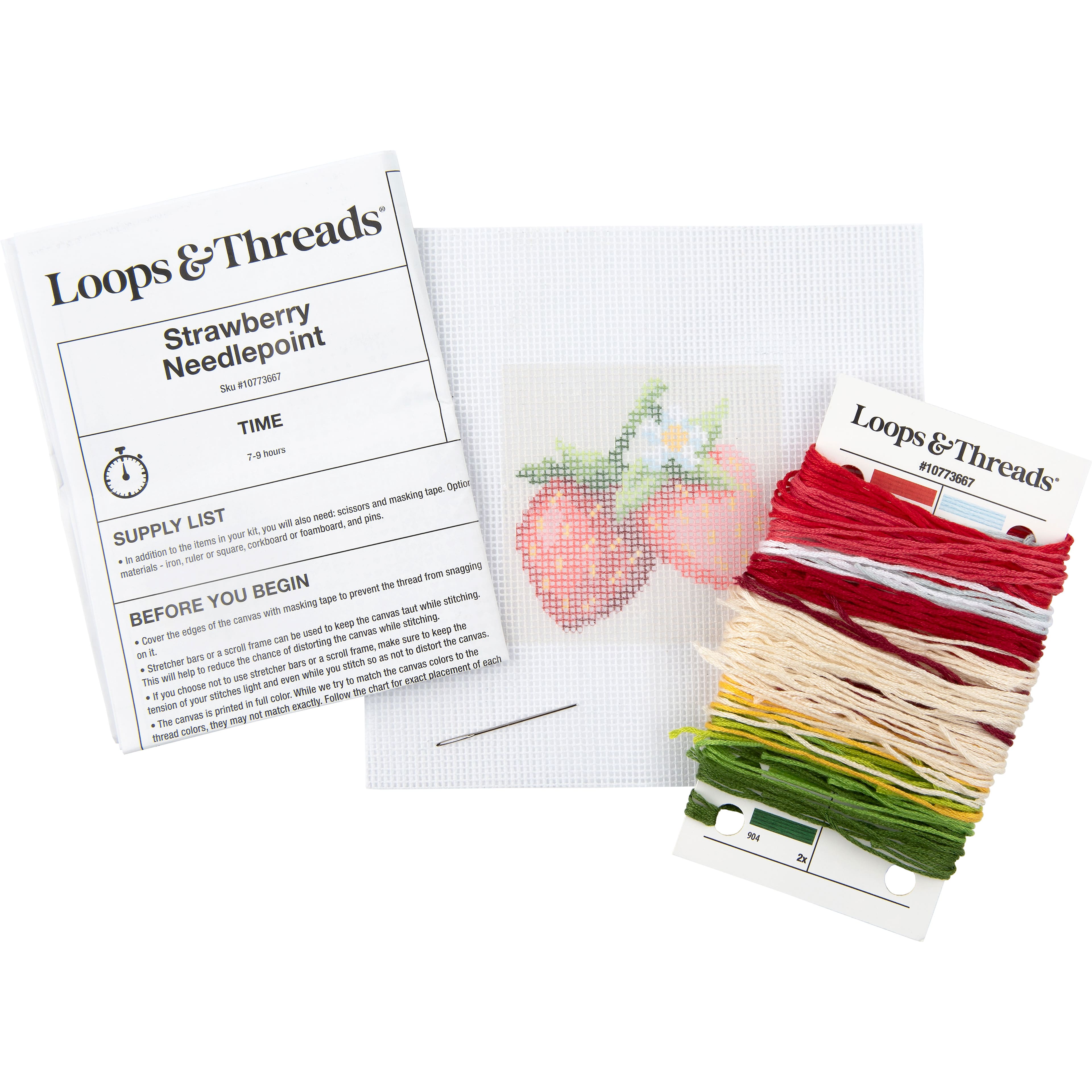 3" x 3" Strawberry Needlepoint Kit by Loops & Threads®