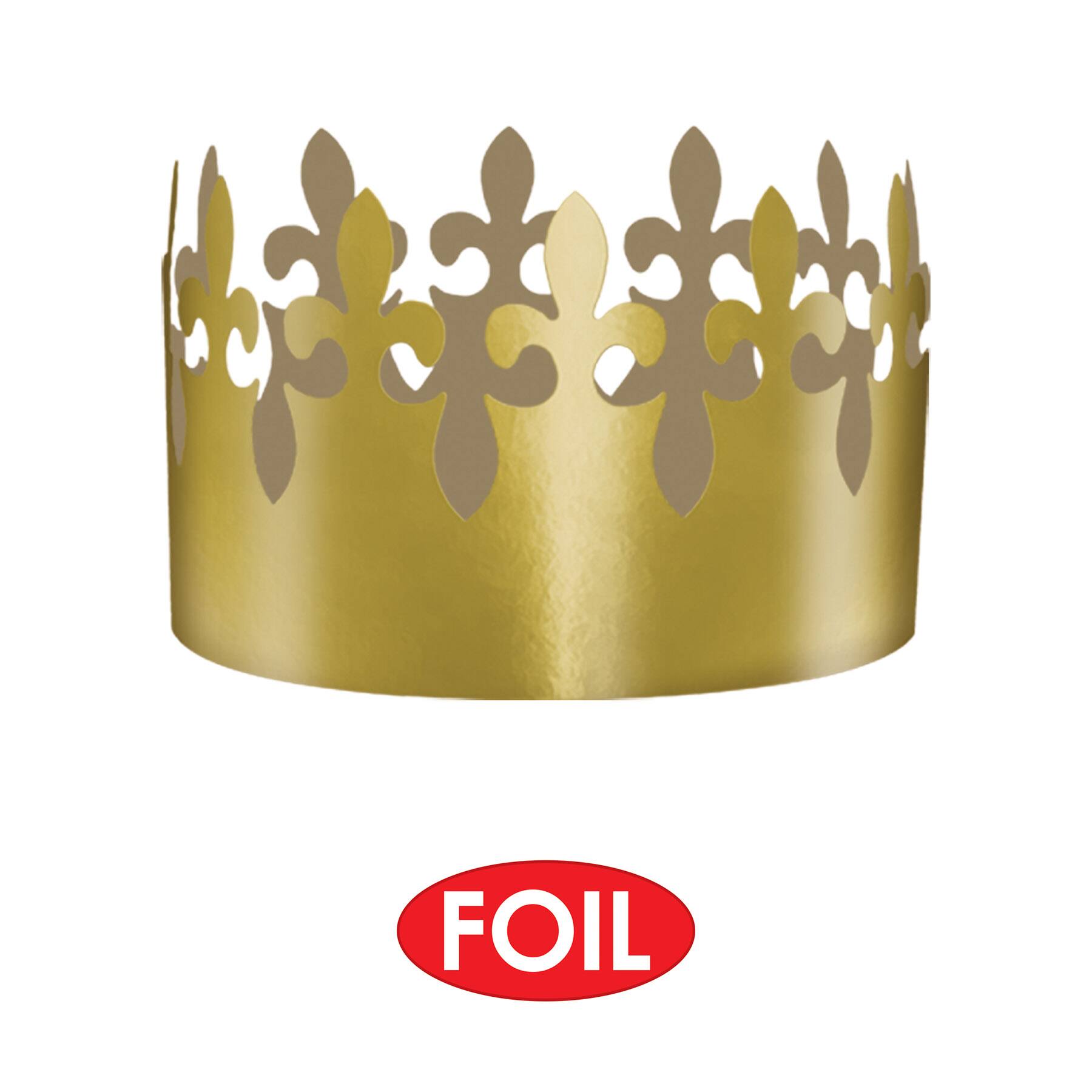 Beistle 3.75" Adjustable Gold Foil Fleur De Lis Crowns, 9ct.